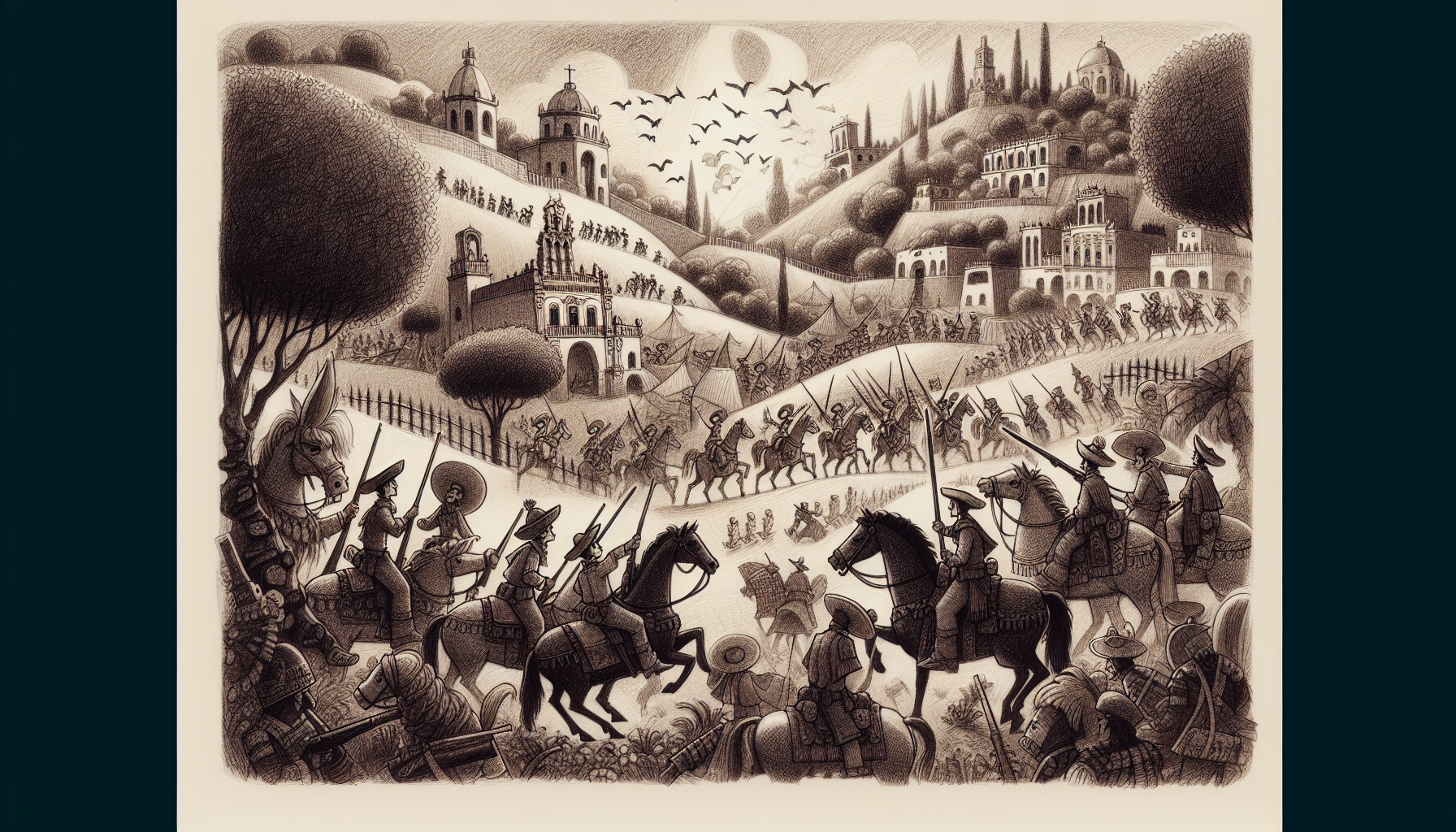 crea 10 imagenes que cuenten la batalla de puebla el 5 de mayo 