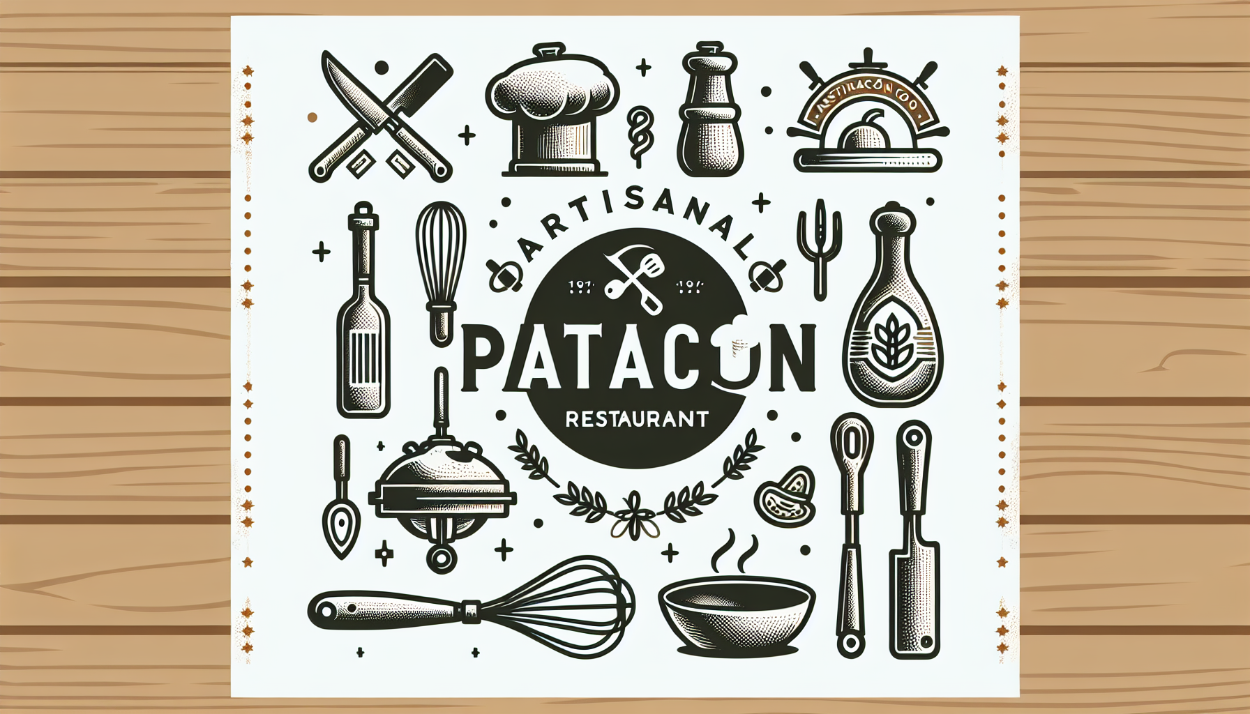 logo para restaurante llamado patacón a mano
