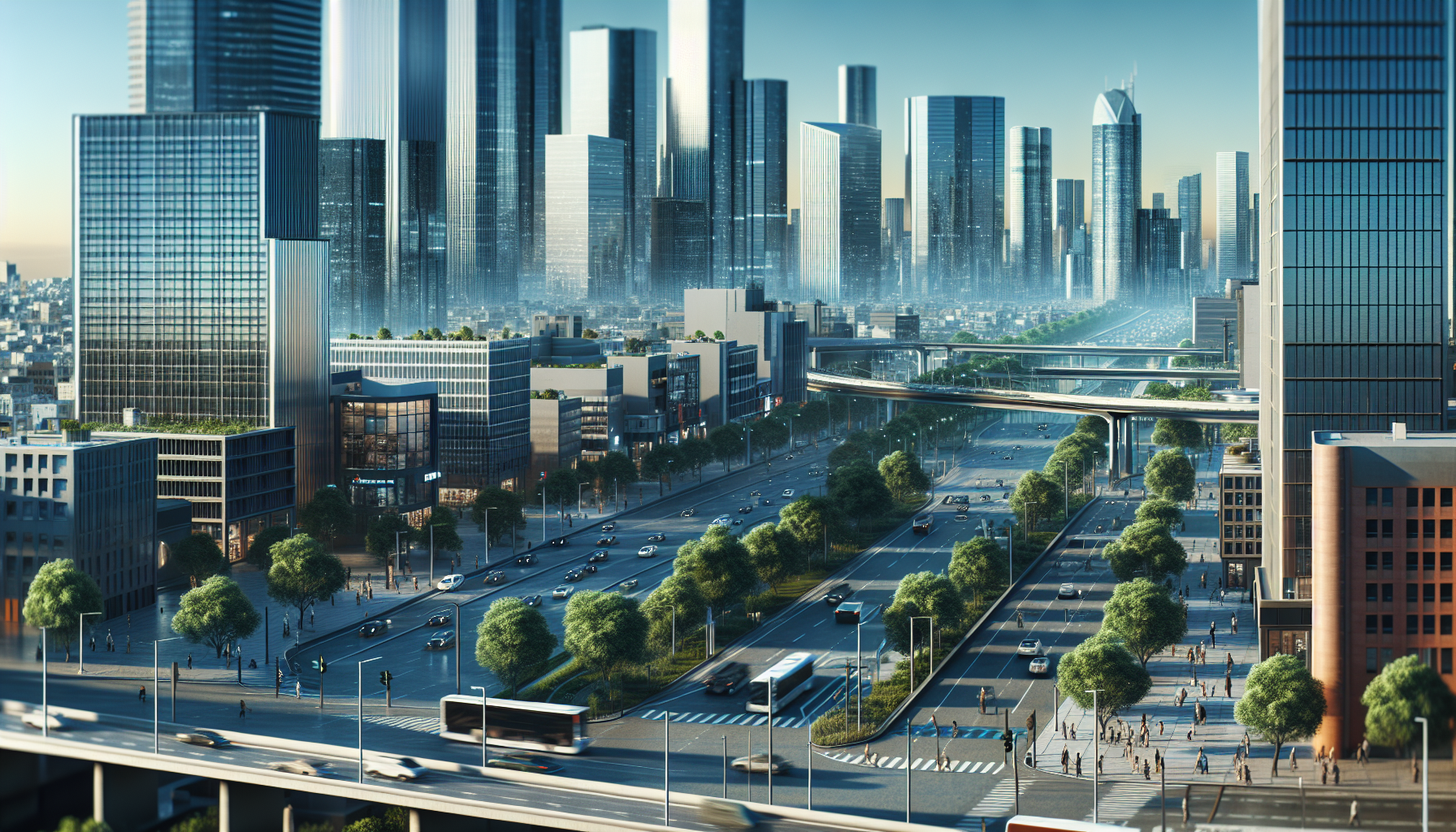 Крупный город с чистым воздухом 