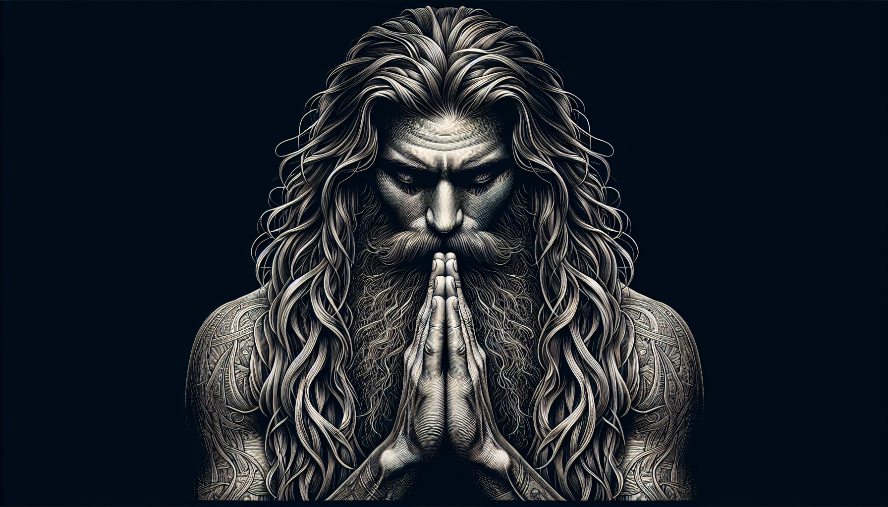 Jesus Christ  facing forward praying hyper realistic 8k  tattoo idea
