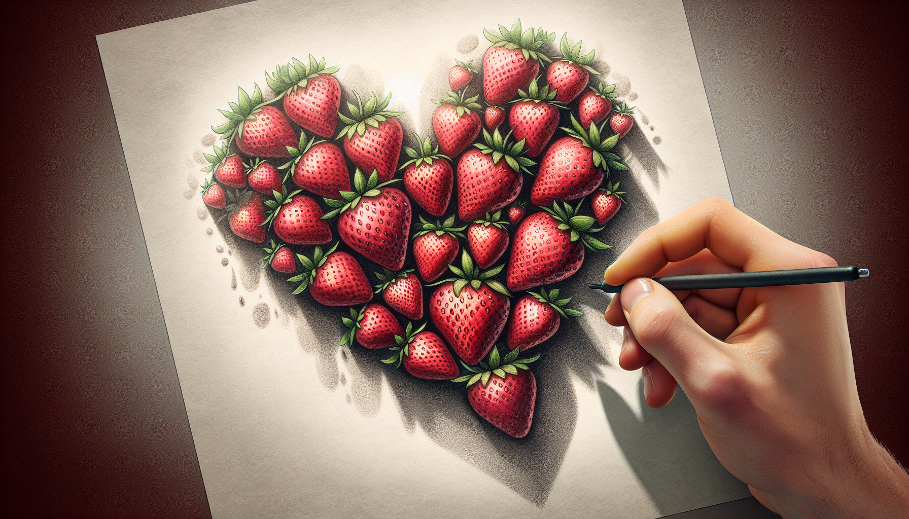 Strawberry heart tattoo idea 
