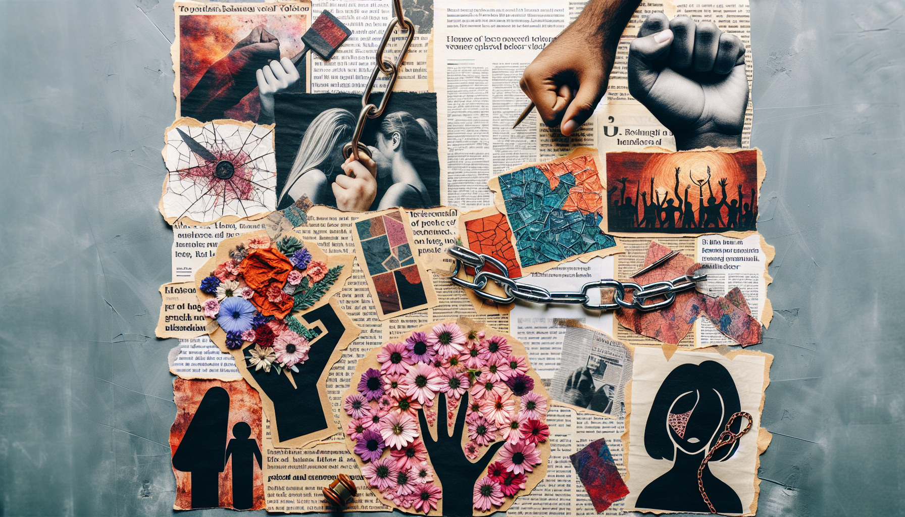 collage sobre el tema de la violencia de genero