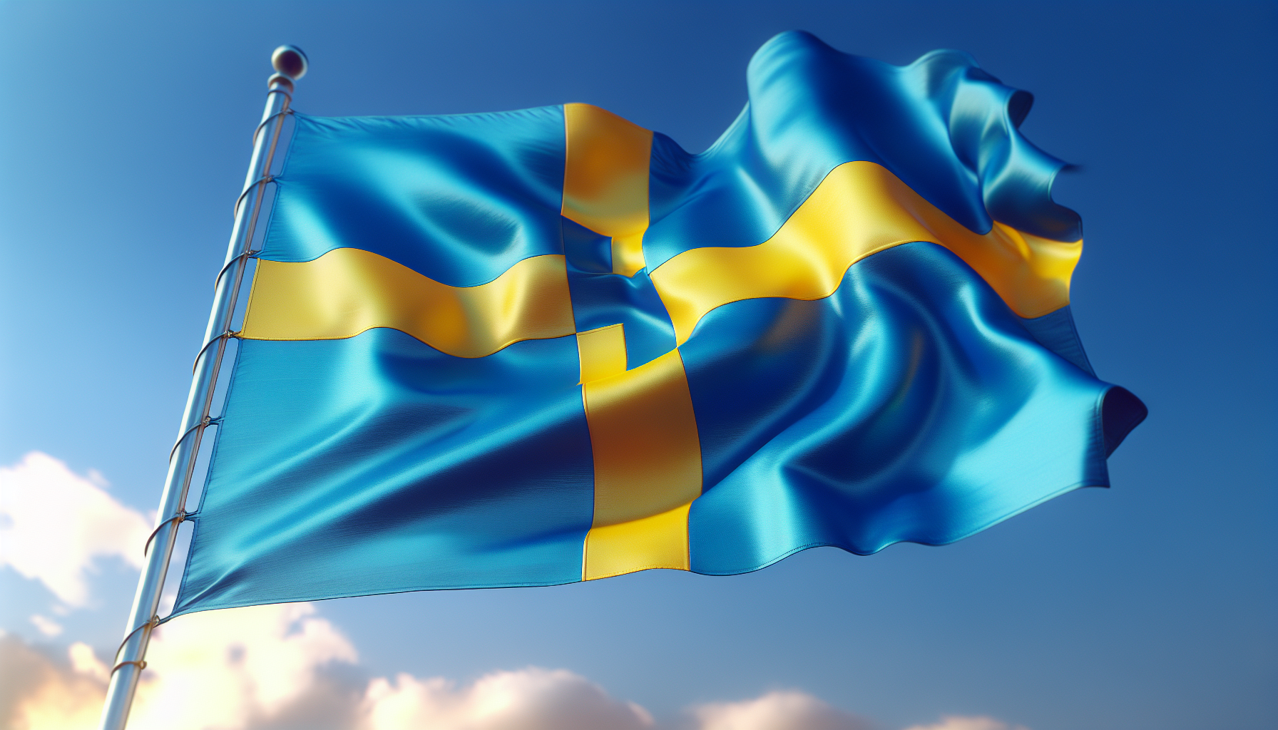 swedish flag waving in the wind