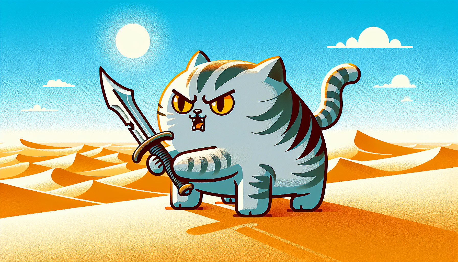 GATO CON ARMA EN EL DESIERTO
