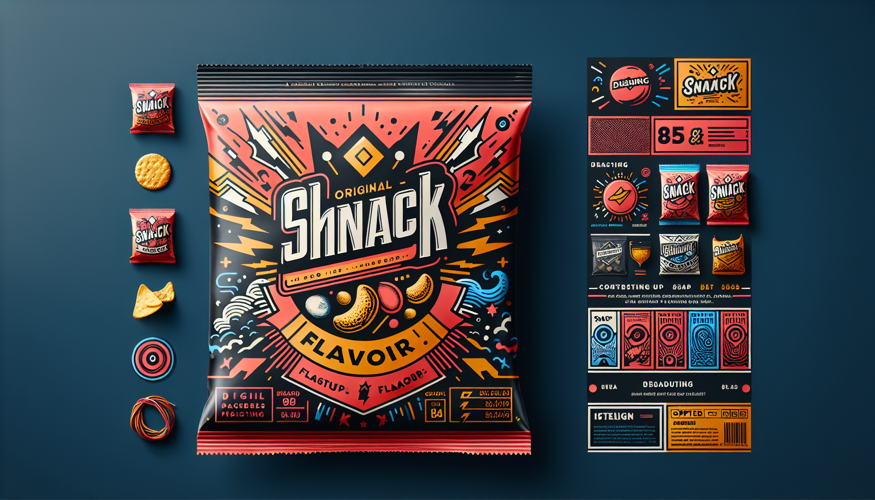 1. Crea tu marca y tu sabor
 • Inventa una marca original para tu producto de snacks.
 • Elige un sabor llamativo, diferente o divertido.
 • Define un estilo visual para tu marca (moderno, juvenil, misterioso, clásico, agresivo...).
 Puedes escribir primero tus ideas en una hoja o documento:
 • Nombre del producto
 • Sabor
 • Público objetivo
 • Colores o estilo visual que usarás
 2. Diseña la parte frontal de la bolsa
 • Abre Canva y crea un diseño personalizado de tamaño 1080 x 1350 px (formato vertical).
 • Diseña el frontal de la bolsa como si fuera real:
 • Nombre del snack
 • Sabor
 • Colores llamativos y coherentes
 • Estilo visual claro y reconocible
 • Eslogan (opcional)
 • Ilustraciones, texturas o dibujos relacionados
 Evita sobrecargar el diseño. Cuida márgenes, equilibrio visual y legibilidad.
 3. Inserta tu diseño en un mockup de bolsa de snacks
 Cómo hacerlo paso a paso:
 1. Descarga el diseño de la bolsa (paso 2) como PNG
 2. Abre un nuevo diseño cuadrado en Canva (1080 x 1080 px)
 3. En el menú lateral izquierdo, ve a la pestaña “Apps”
 4. Busca “Mockups” en el buscador de apps y haz clic en la herramienta Mockups
 5. Baja dentro de la categoría “Bebidas”, que está dentro de “Paquetes”, hasta encontrar una 
plantilla con una bolsa de snacks visible
 6. Haz clic y se insertará el mockup en tu diseño
 7. Sube tu imagen PNG y colócala en la bolsa del mockup (puede que tengas que arrastrarla o 
ajustarla manualmente)
 8. Asegúrate de que el resultado sea visualmente realista
4. Diseña libremente la imagen publicitaria
 Este paso es completamente libre: crea una imagen que promocione tu producto como si fuera a 
publicarse en redes sociales o usarse en una campaña real.
 Puedes añadir, si quieres:
 • Frases llamativas
 • Fondo de color, degradado o imagen
 • Elementos decorativos: luces, rayos, fuego, ondas, iconos, stickers…
 • Estilo libre: serio, divertido, retro, minimalista, gamer…
 El objetivo es que tu diseño transmita la personalidad de tu marca. 
Entrega
 • Solo debes entregar la imagen publicitaria final, con el mockup y tu diseño integrado
 