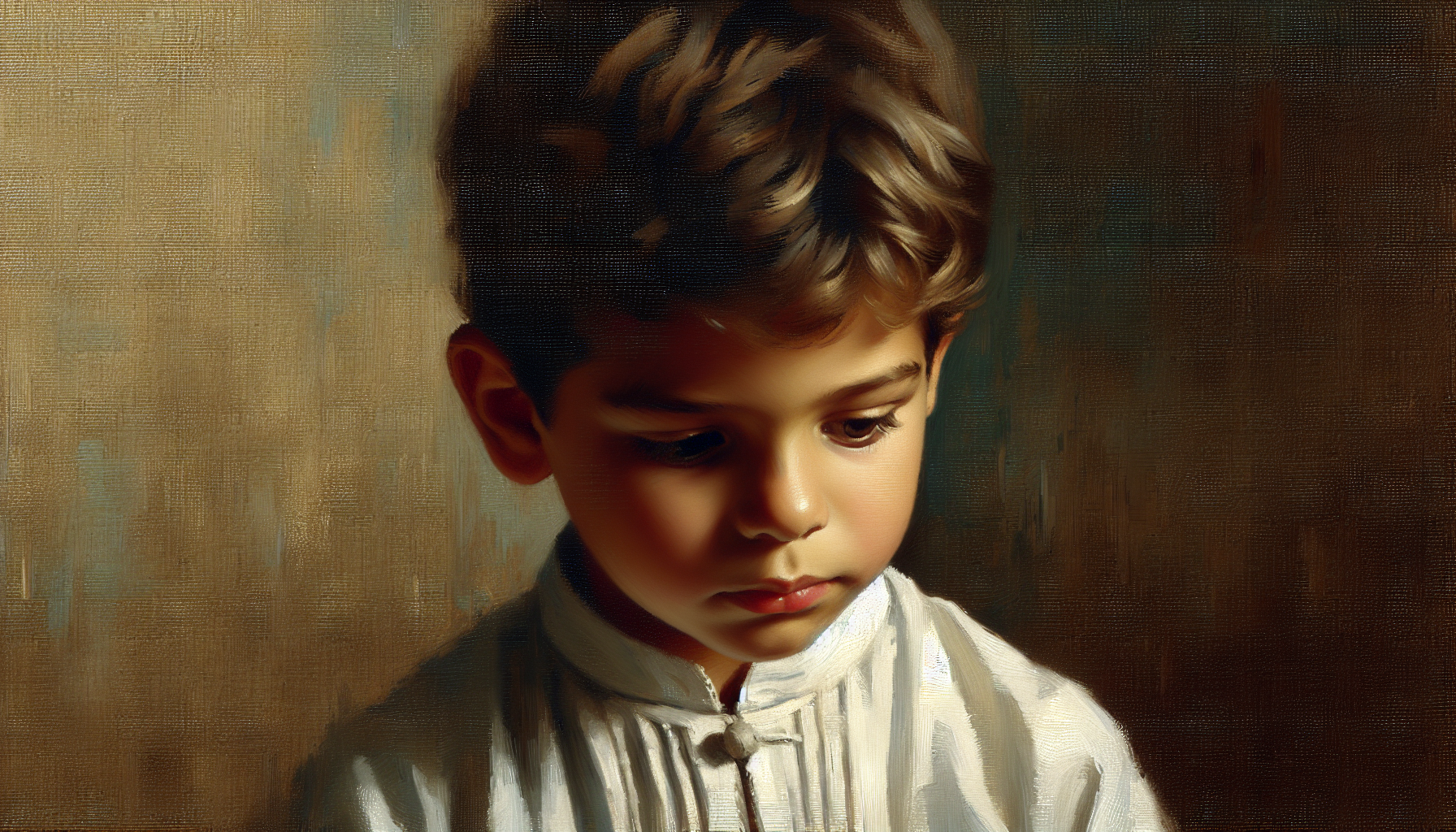 niño mira hacia el suelo
