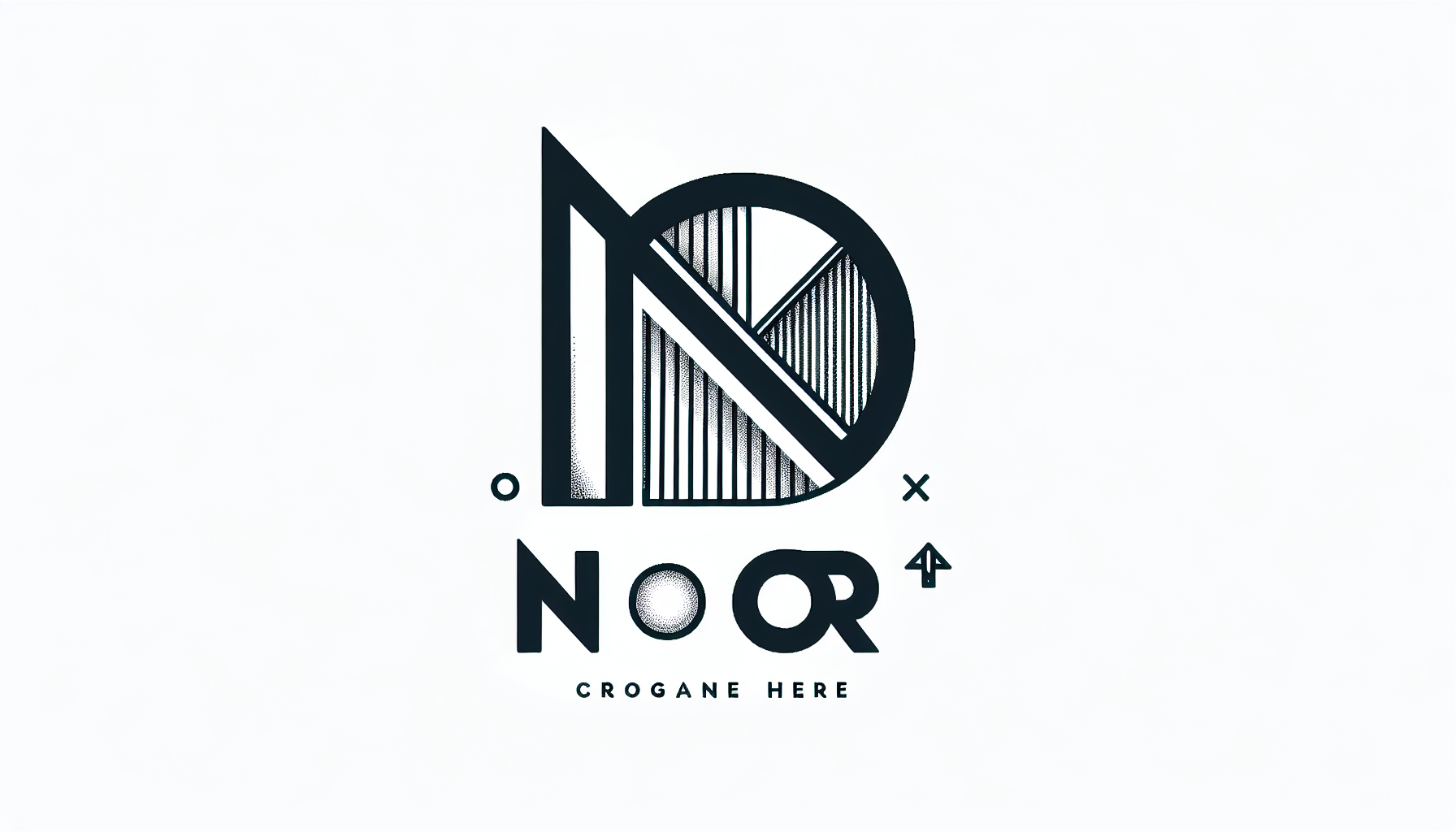 typographic logo for "Noor", the letter "N" contains a hidden triangle or light shape using negative space, clean and modern design, minimalist, white background, professional flat style
