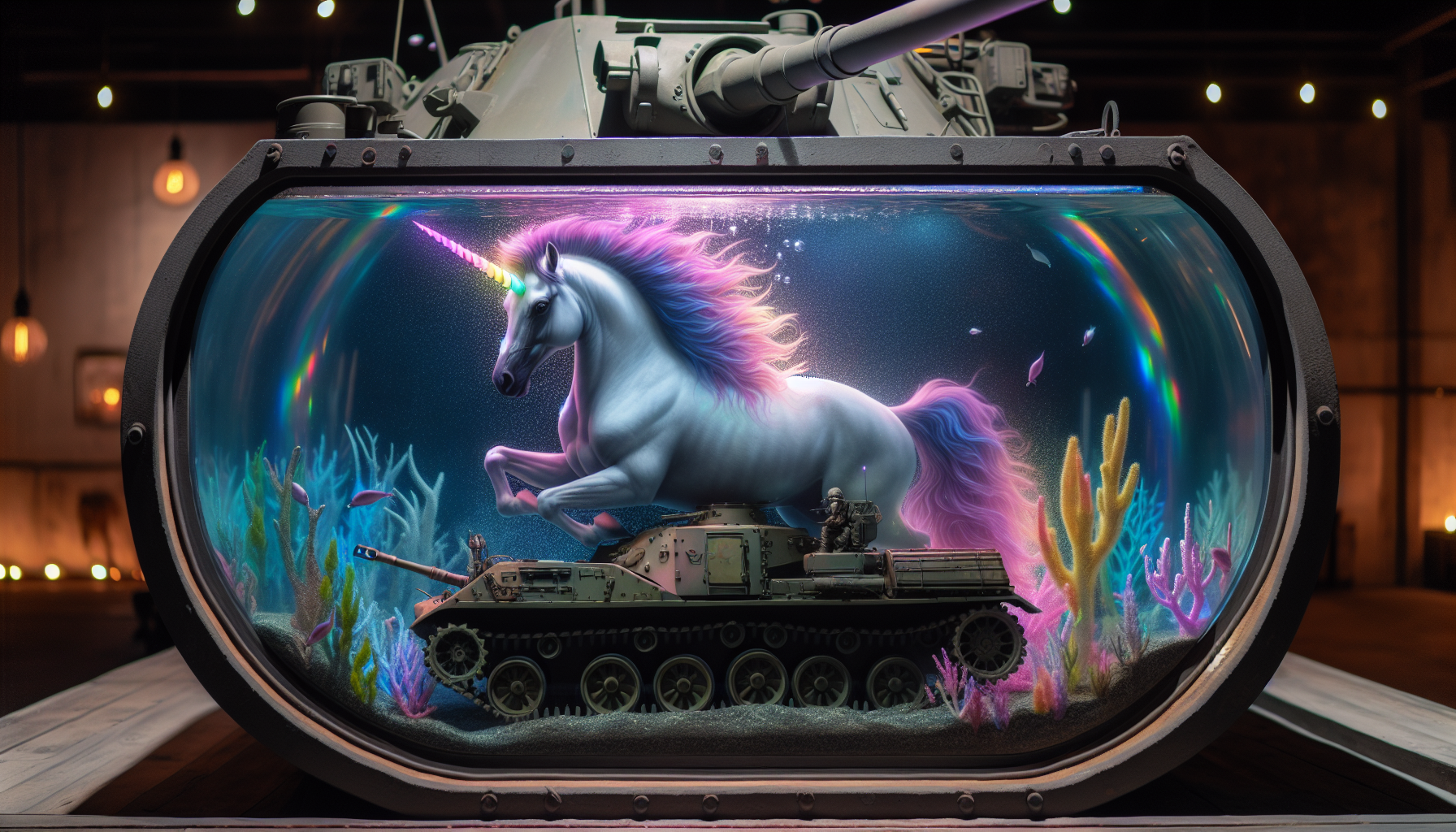 un unicornio en un tanque