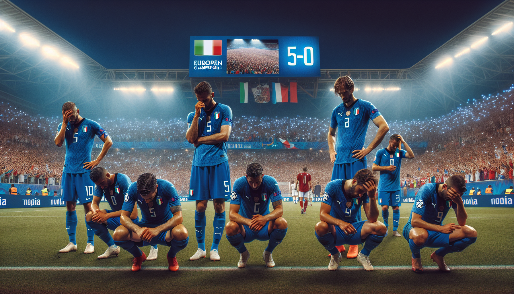 Giocatori dell'Inter depressi dopo la sconfitta per 5 goal a zero in Champions league 