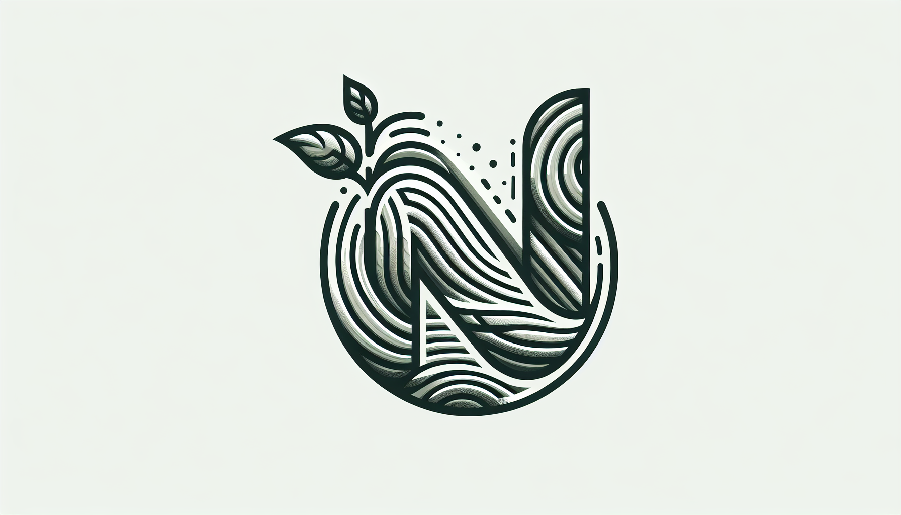 "Emblema abstracto para una empresa de agrotecnología futurista llamada 'NÜWA'. Letra N estilizada combinada con formas naturales (como un brote de planta o capas de suelo). Líneas elegantes, apariencia premium, arte vectorial minimalista, tonos naturales, fondo blanco."