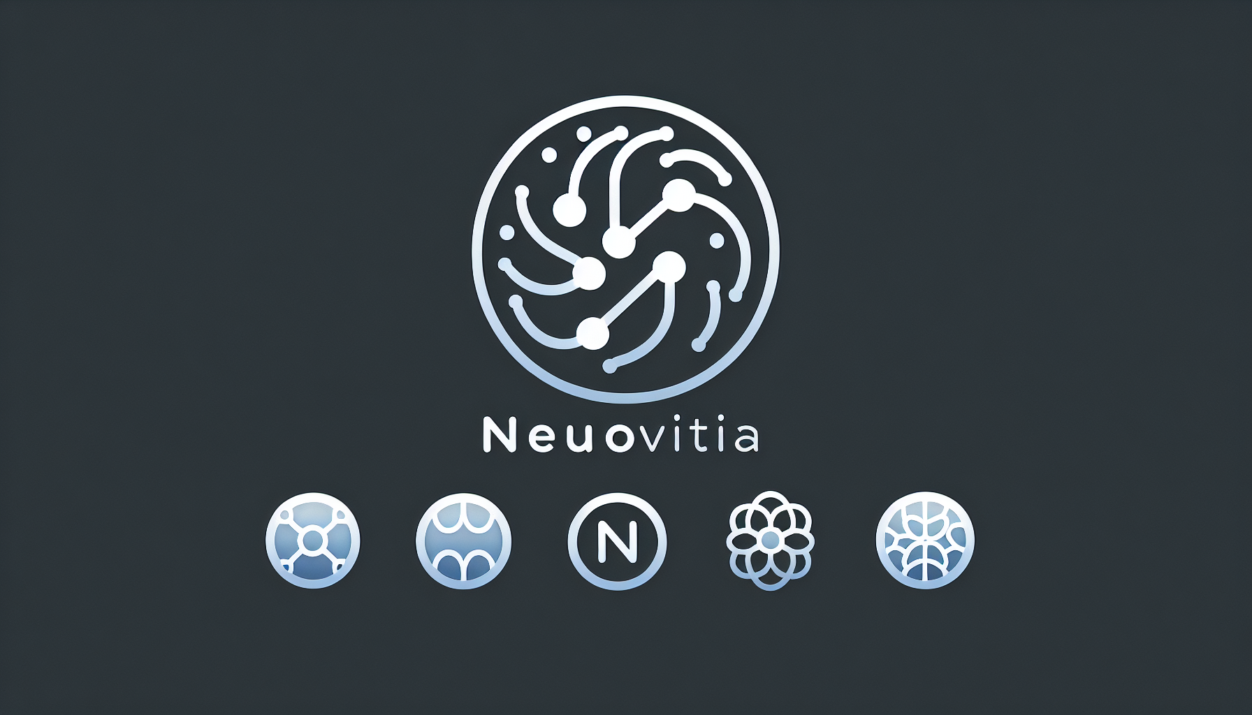 Diseña un logotipo minimalista y elegante para el proyecto NeuroVital, enfocado en prevenir el Alzheimer en jóvenes. Debe transmitir claridad mental, ciencia e innovación. Usa colores suaves como azul claro, blanco o plata. Tipografía sans-serif moderna, con posible personalización en la N o V. El icono puede ser una neurona, red sináptica o forma suave. Versátil, tecnológico y humano. Debe evocar equilibrio, confianza y bienestar.