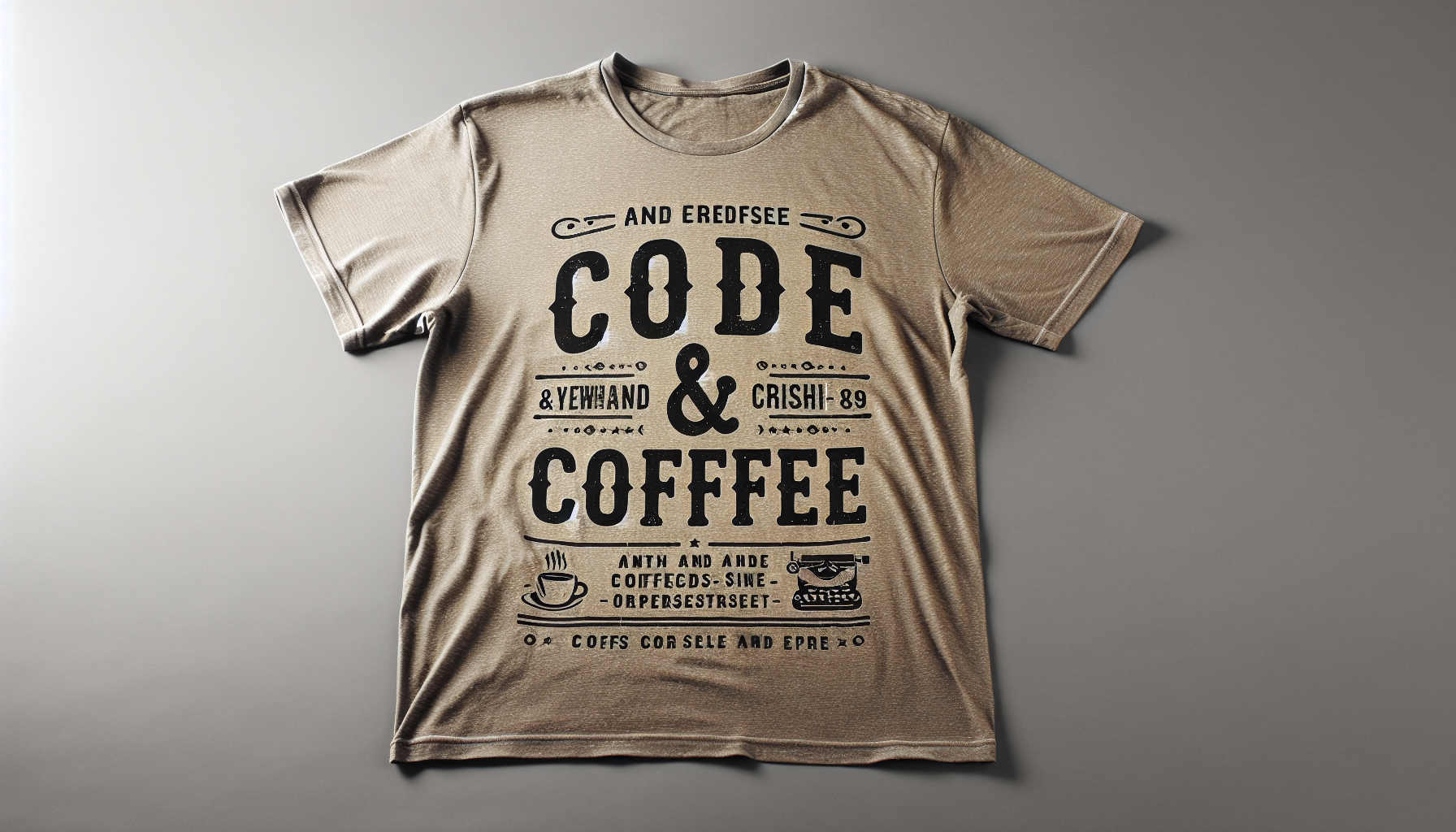hazme una
: "Camiseta con slogan 'Code & Coffee', tipografía tipo typewriter, estilo vintage" pon una camiseta 
