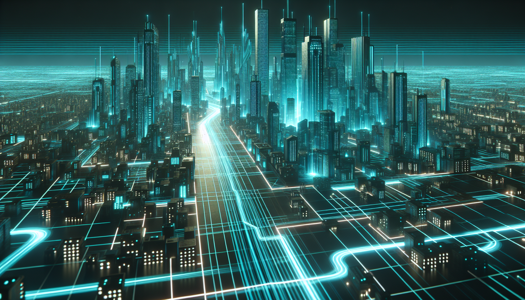 Cyan Tron City on the grid