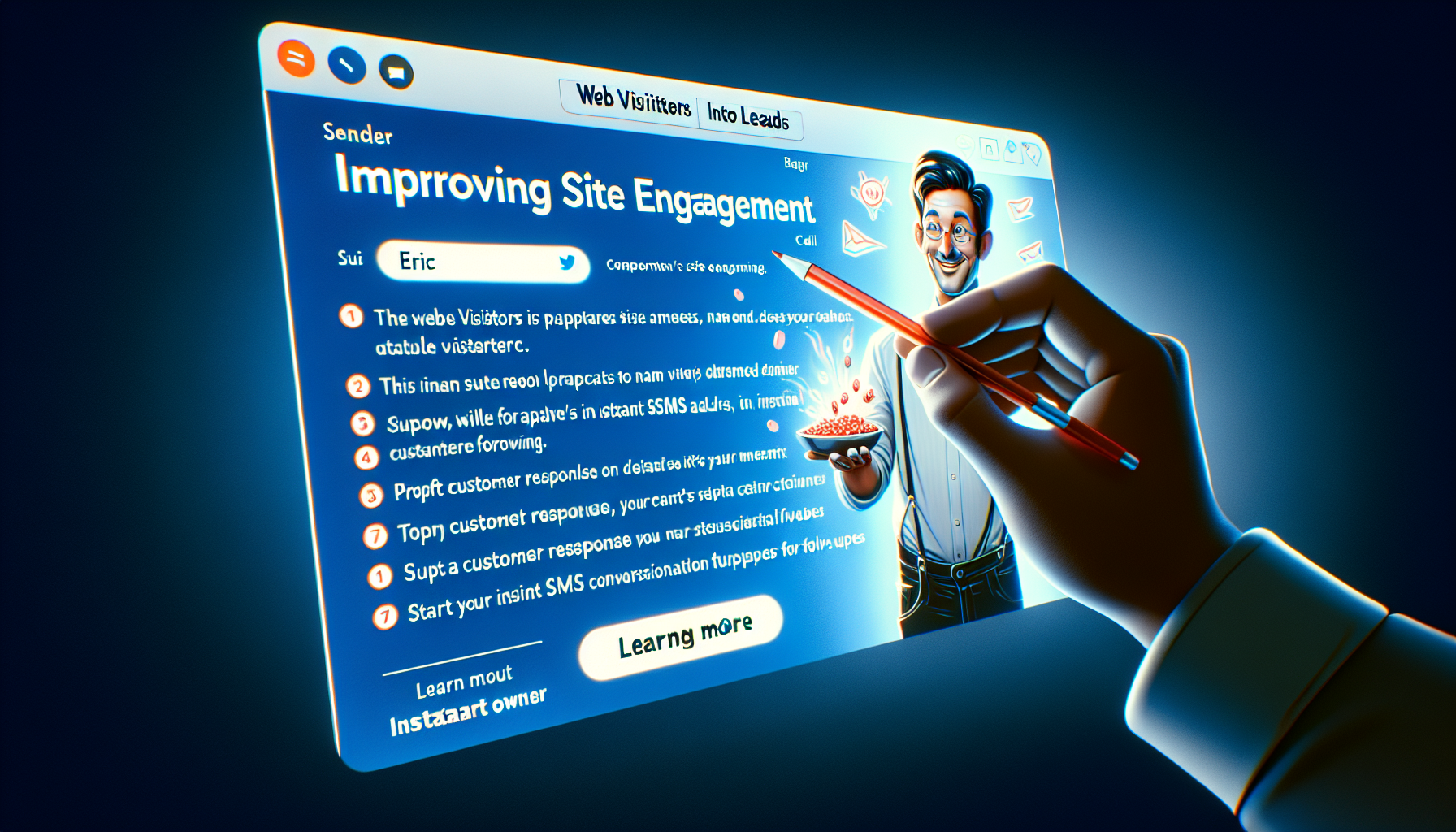 Hello to the Instantart Owner,

I am Eric, and I recently discovered your site, Instantart.

Your site has a great deal going for it, but I have an idea to help make it even more effective.

Please take a look at Web Visitors Into Leads – you can visit https://actionleadgeneration.com for a demonstration today.

Web Visitors Into Leads is a tool that operates on your site, prepared to gather each visitor’s name, email address, and phone number. It notifies you the instant they show interest, allowing you to speak with them while they are still viewing your site.

Once you have their phone number, you can begin an SMS conversation immediately. If they are not ready at that moment, you can follow up later with messages to share updates, information, or simply check in and maintain a connection.

Please visit https://actionleadgeneration.com to learn more about what Web Visitors Into Leads can do for your business.

Connecting with someone promptly rather than waiting a long time can make a substantial difference in your results.

Eric

P.S. Research indicates that many site visitors leave quickly without returning. Web Visitors Into Leads includes a 14-day no-cost trial and supports international communication. There may be individuals ready to engage with you right now, so please do not delay.

Please visit https://actionleadgeneration.com to learn more about Web Visitors Into Leads.

If you'd like to Want to receive fewer emails, or none whatsoever? Update your email preferences by visiting https://actionleadgeneration.com/unsubscribe.aspx?d=instantart.ai