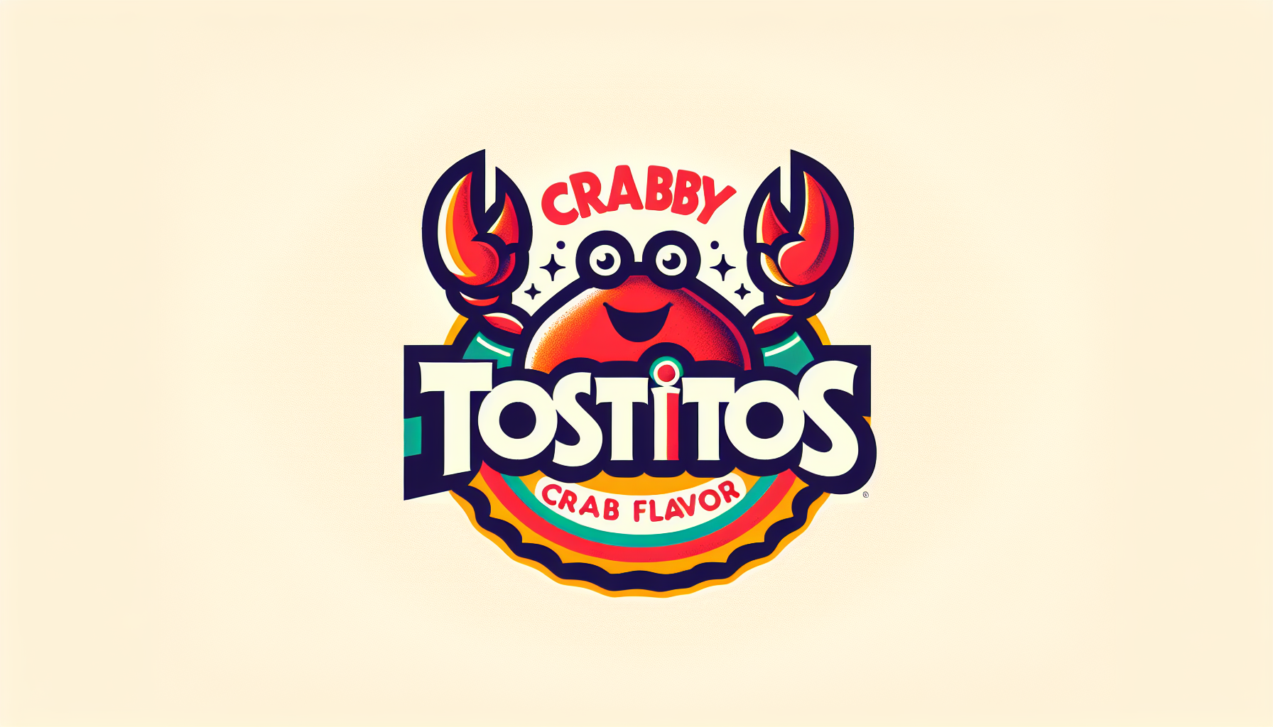 cre un logo me la marca tostitos sabor cangrejo y que tenga diseños atractivos