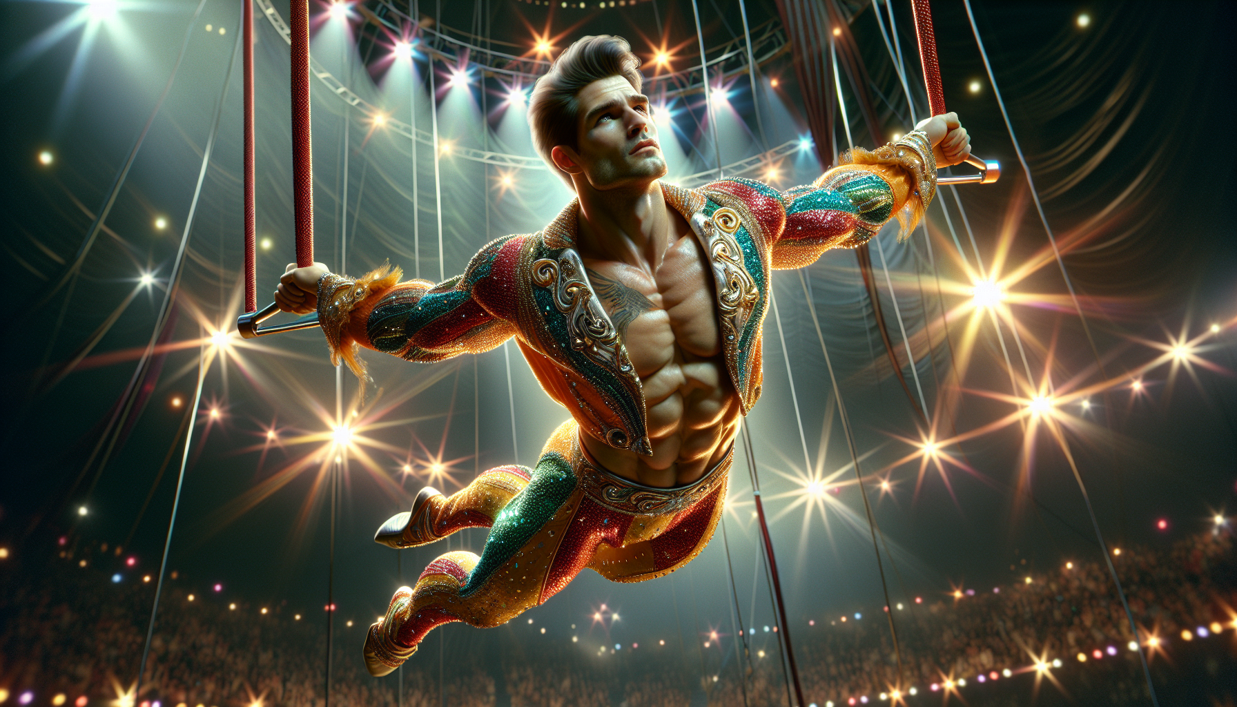 Cirque du Solei trapeze artist male 



