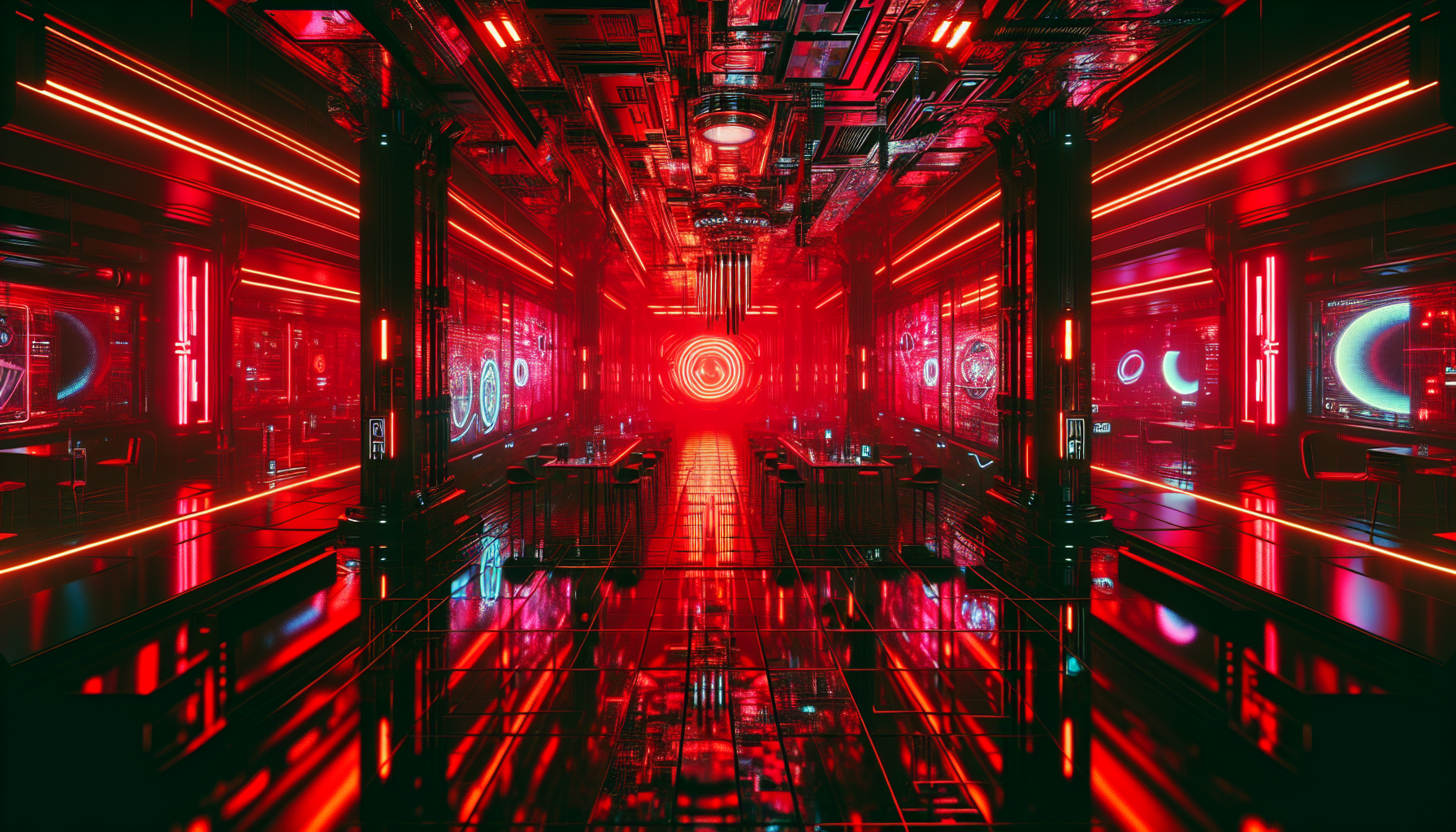 Red Cyberpunk Futuristic Interior