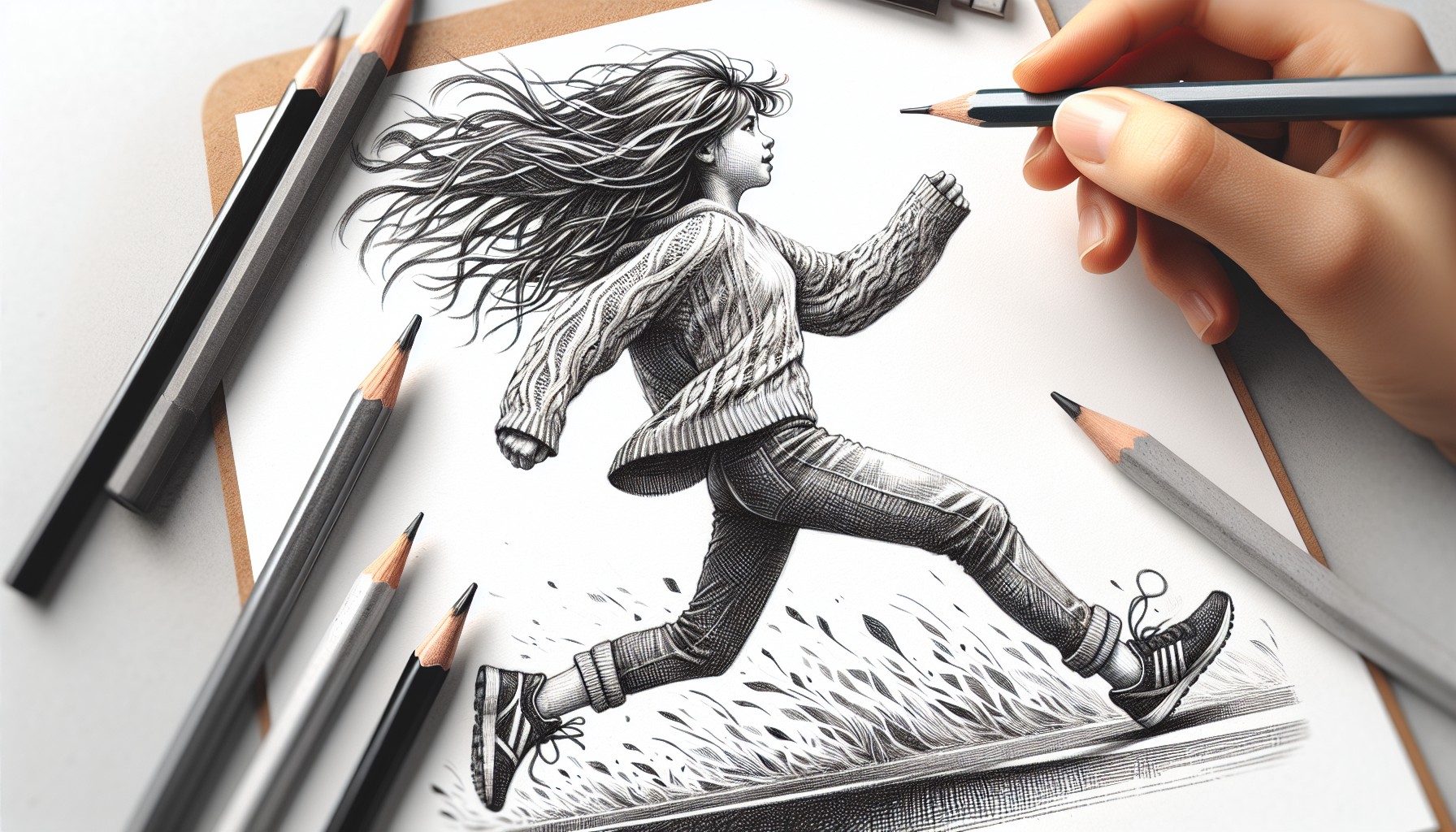 a girl，running