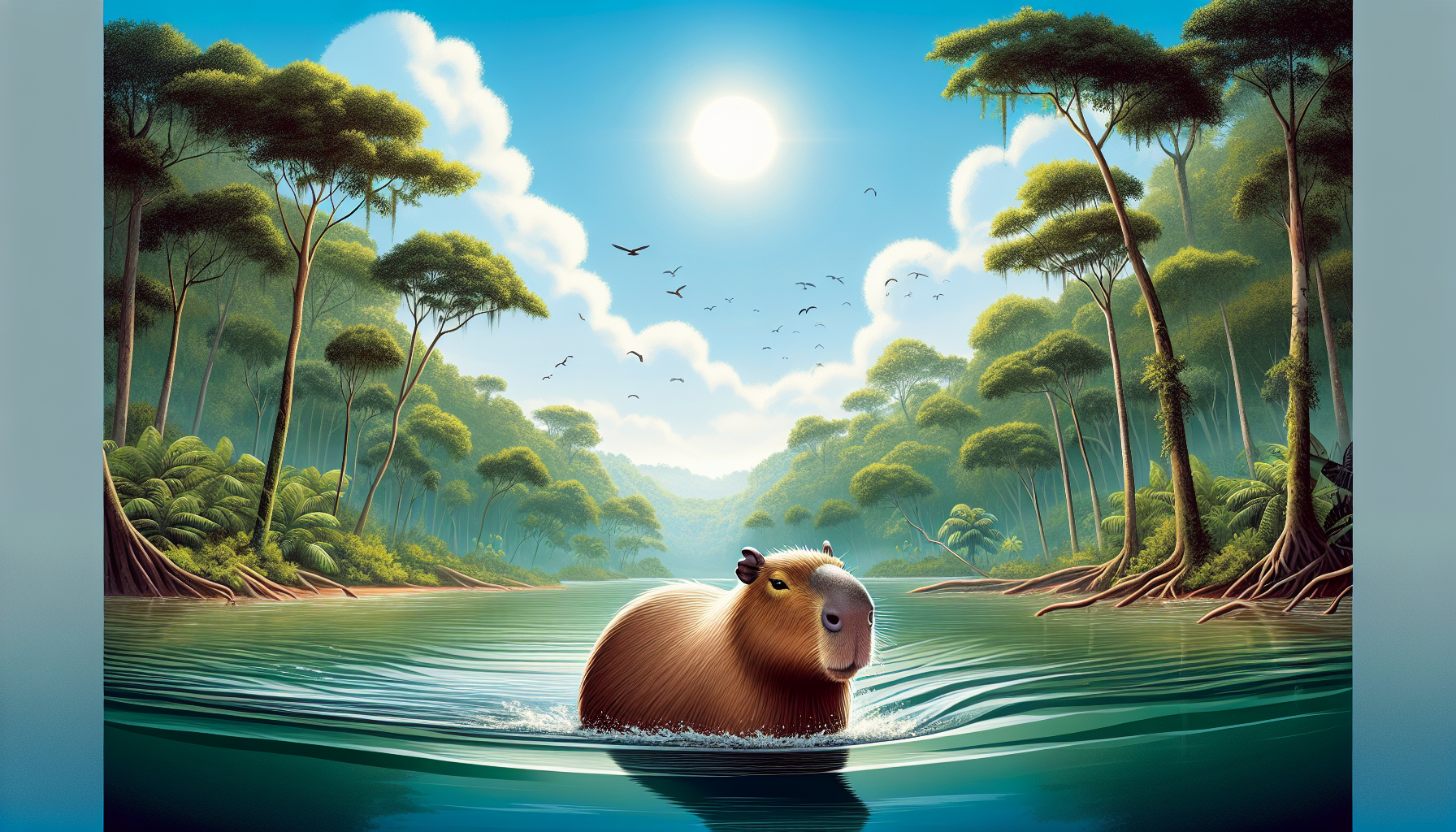 Capibara grande en un río del amazonas