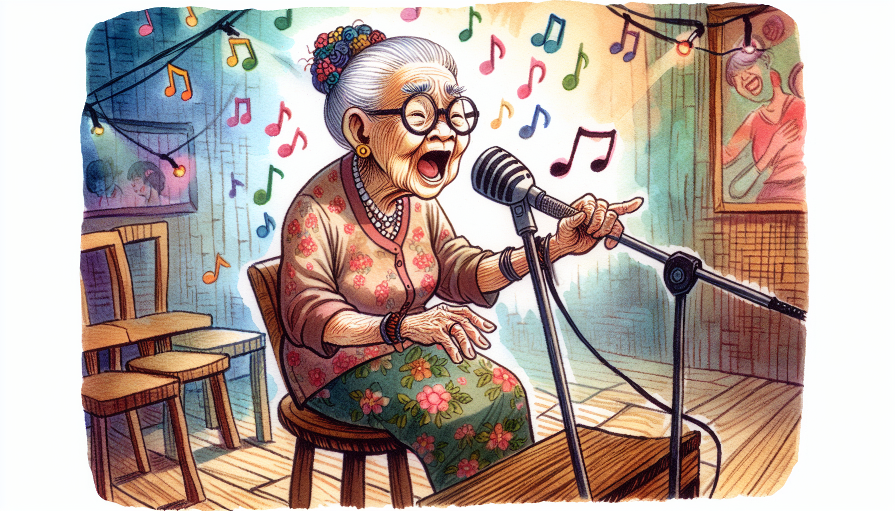 Grandma singing karaoke