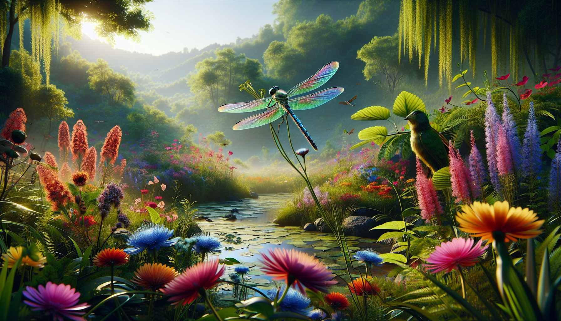 dragonfly on flowers