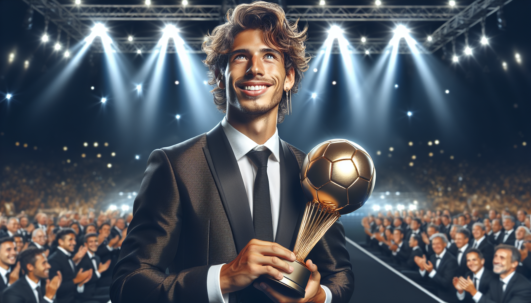 Neymar ganhando a bola de ouro 