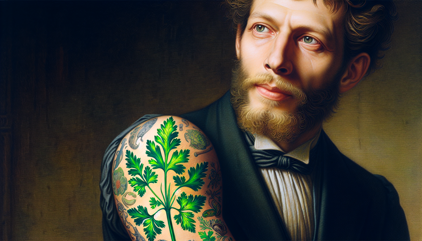 a man that has a big tattoo of parsley