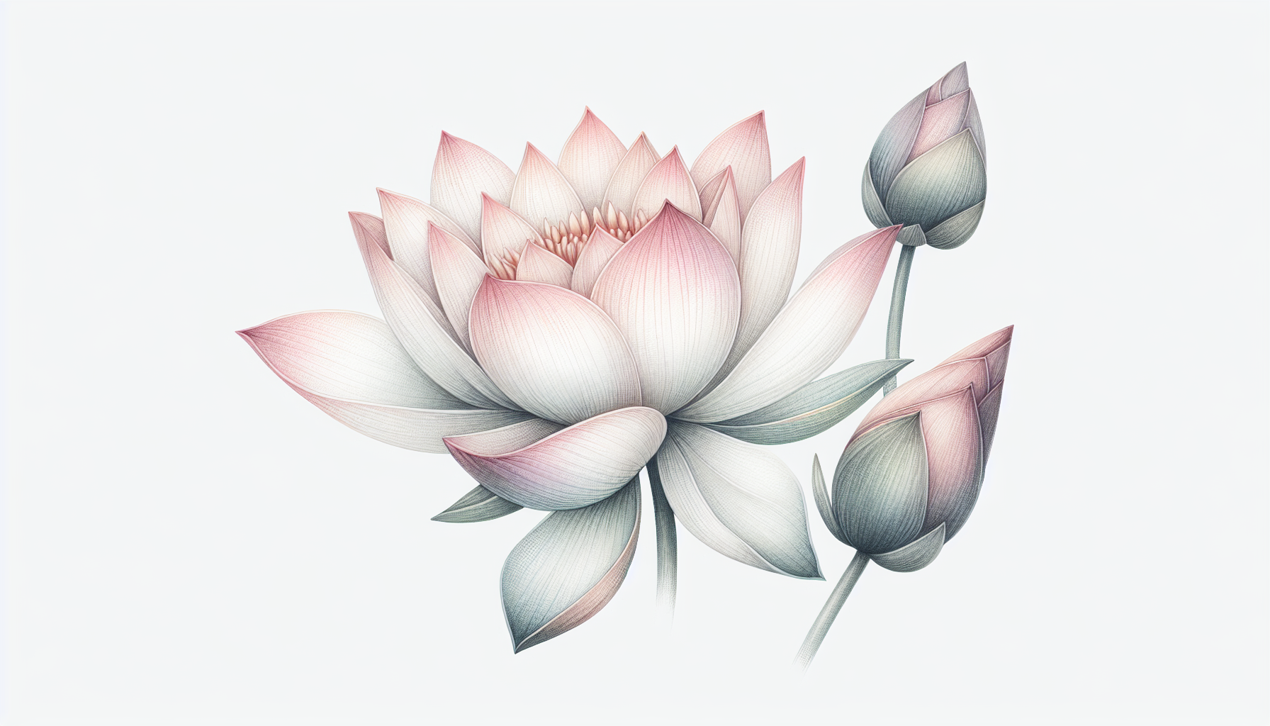 Delicate lotus flower pencil sketch with watercolor petals, pastel tones, elegant botanical style, t-shirt vector art, transparent background, ultra HD"