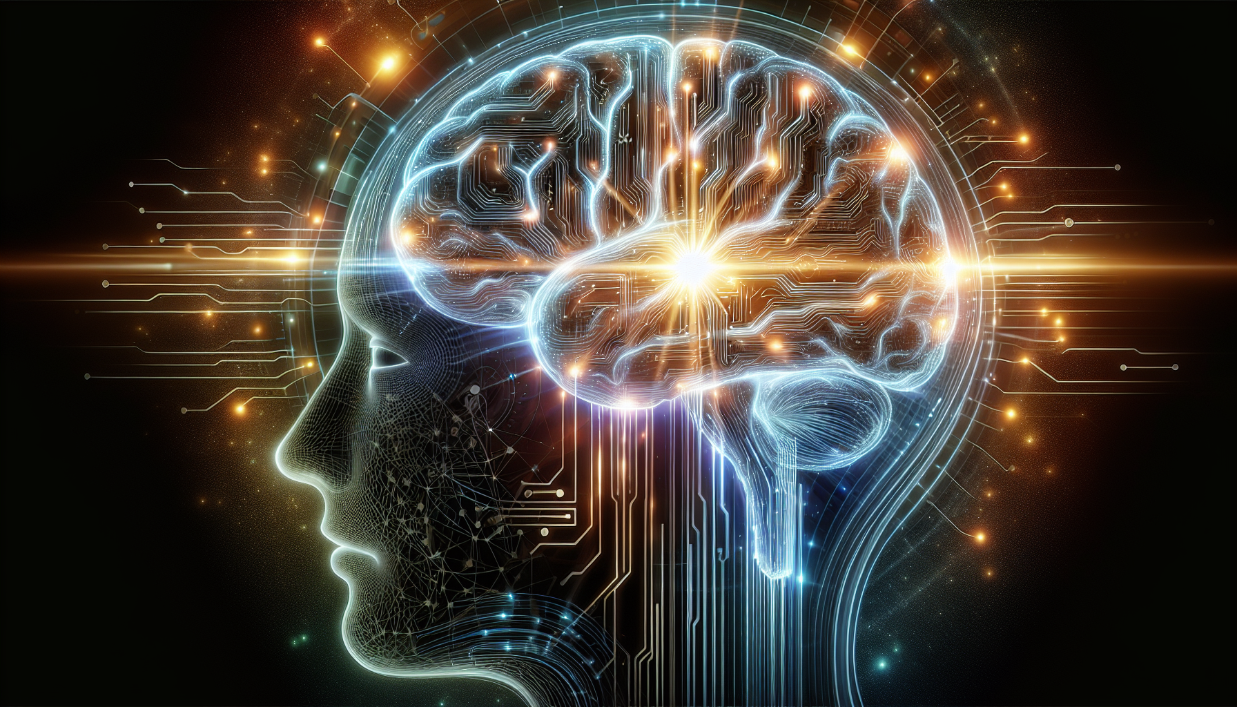 brain outline lit-up to appear artificial representative of AI