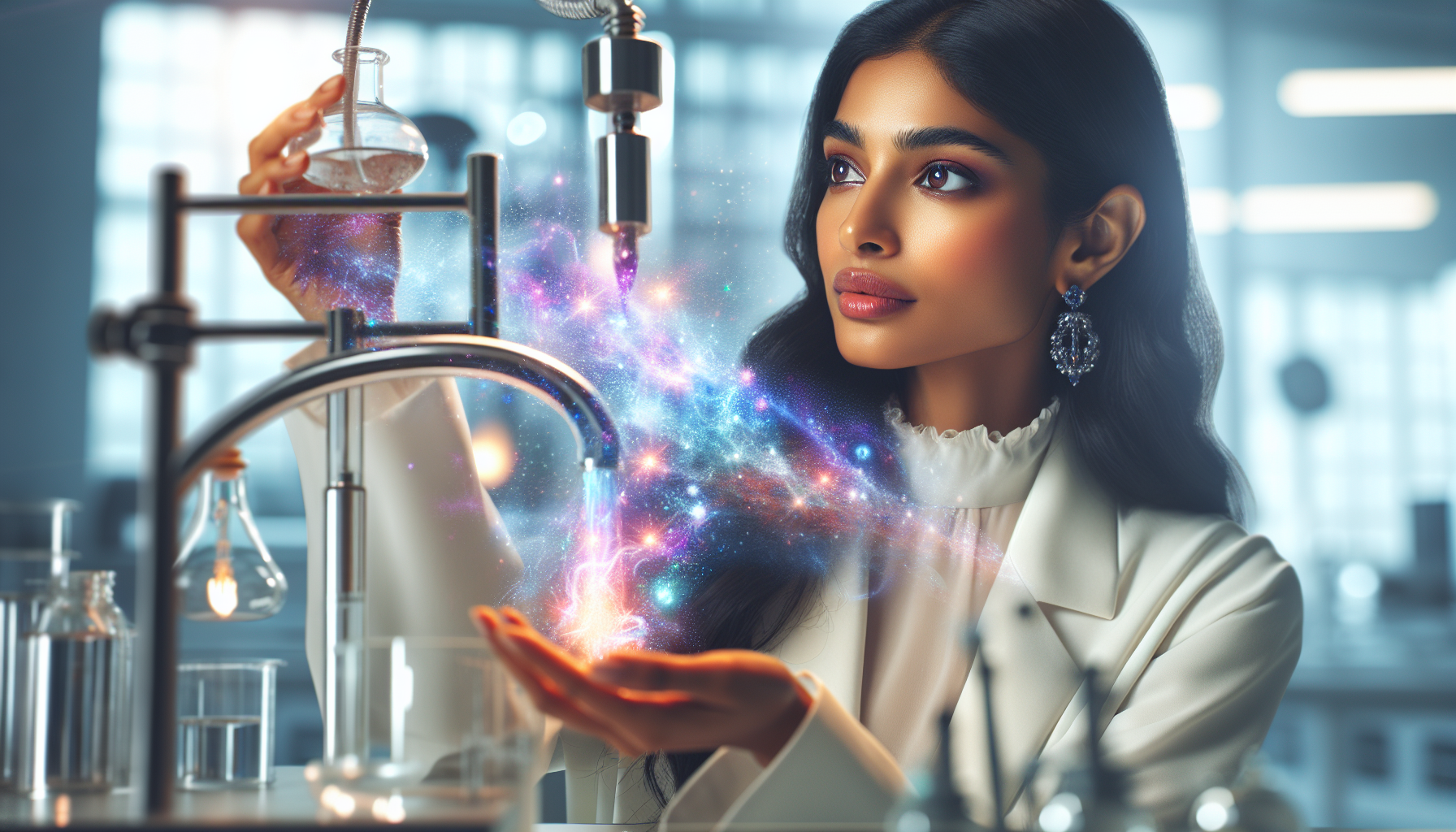 Innovative Aquarius scientist experimenting with cosmic energy