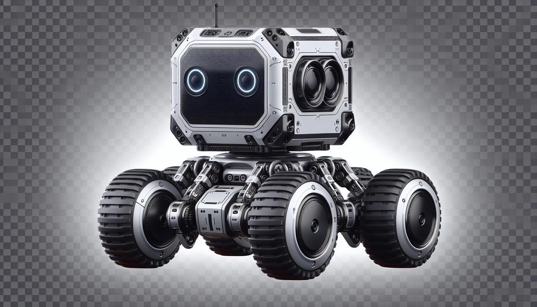 robot à quatre roues avec fond transparent