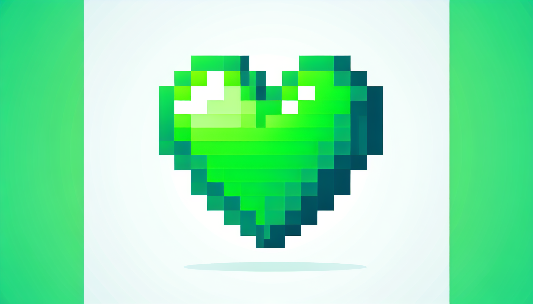 pixelated neon green heart on white 