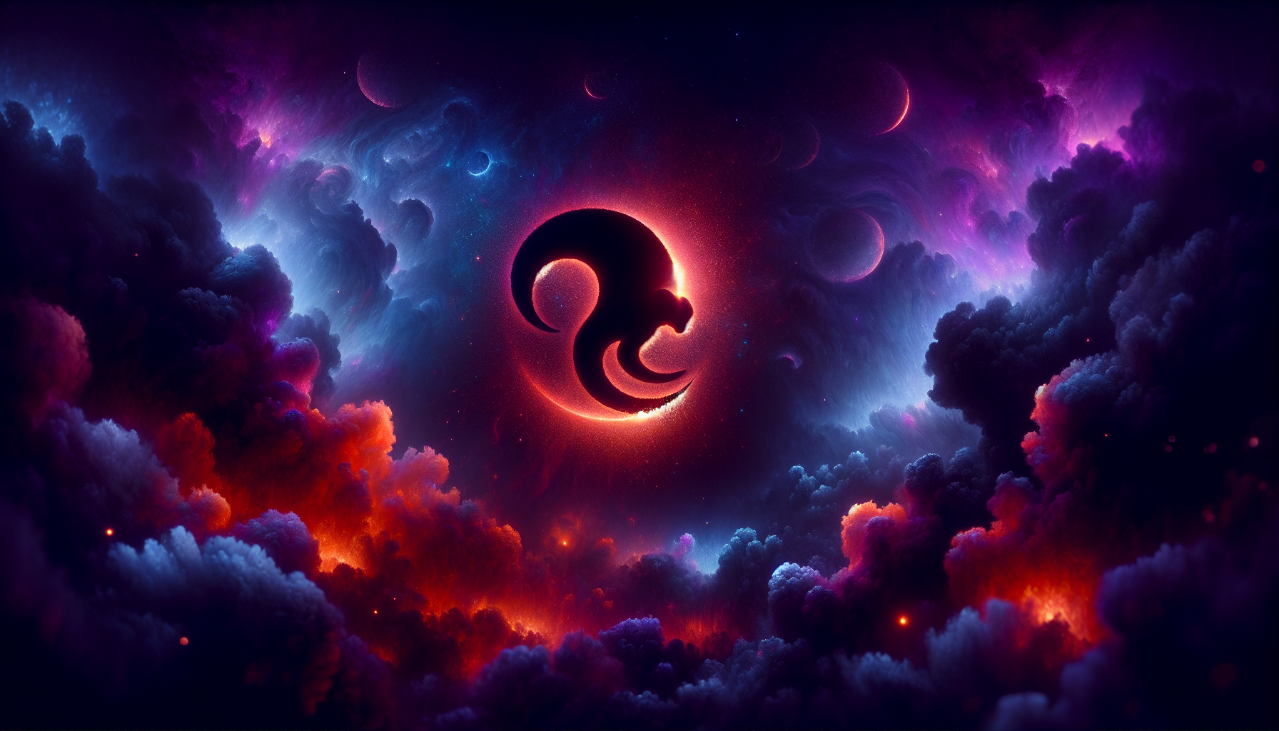 Capricorn glyph painted in glowing ash under eclipse sky