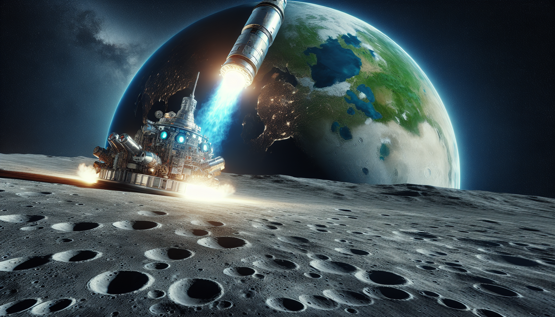 missile from earth shooting the moon