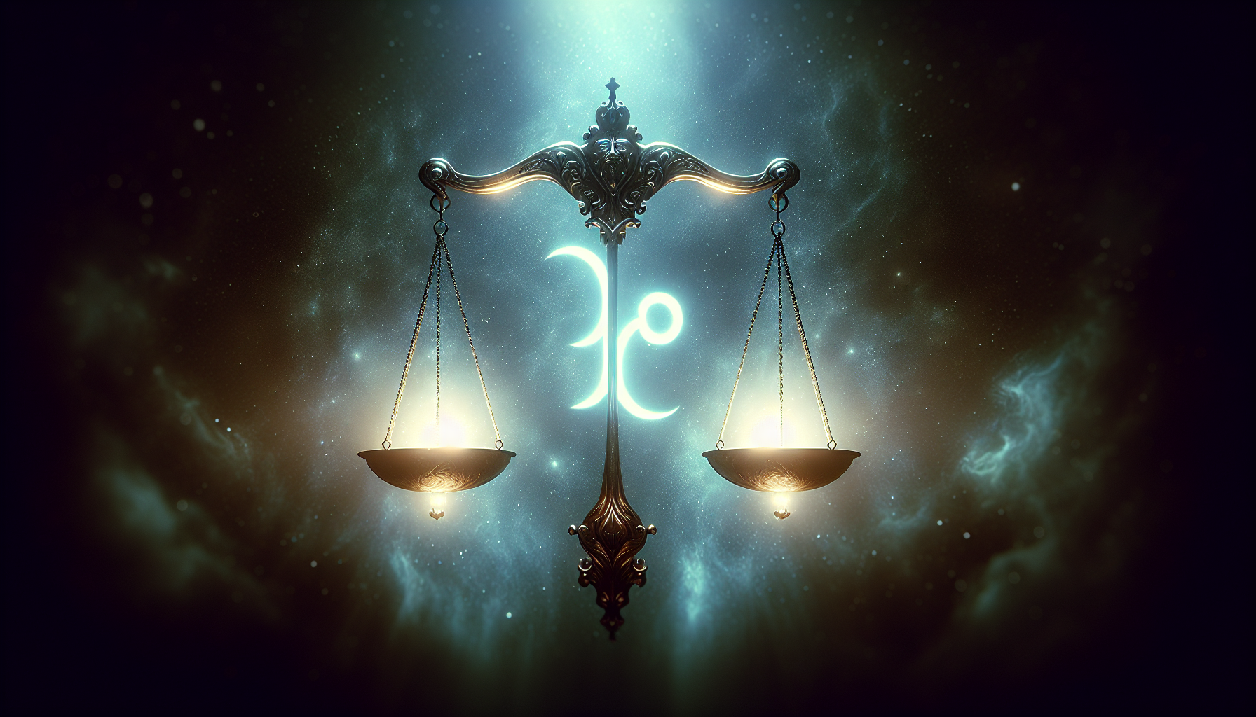 Zodiac scales glowing faintly, Aquarius glyph and Capricorn glyph balanced.