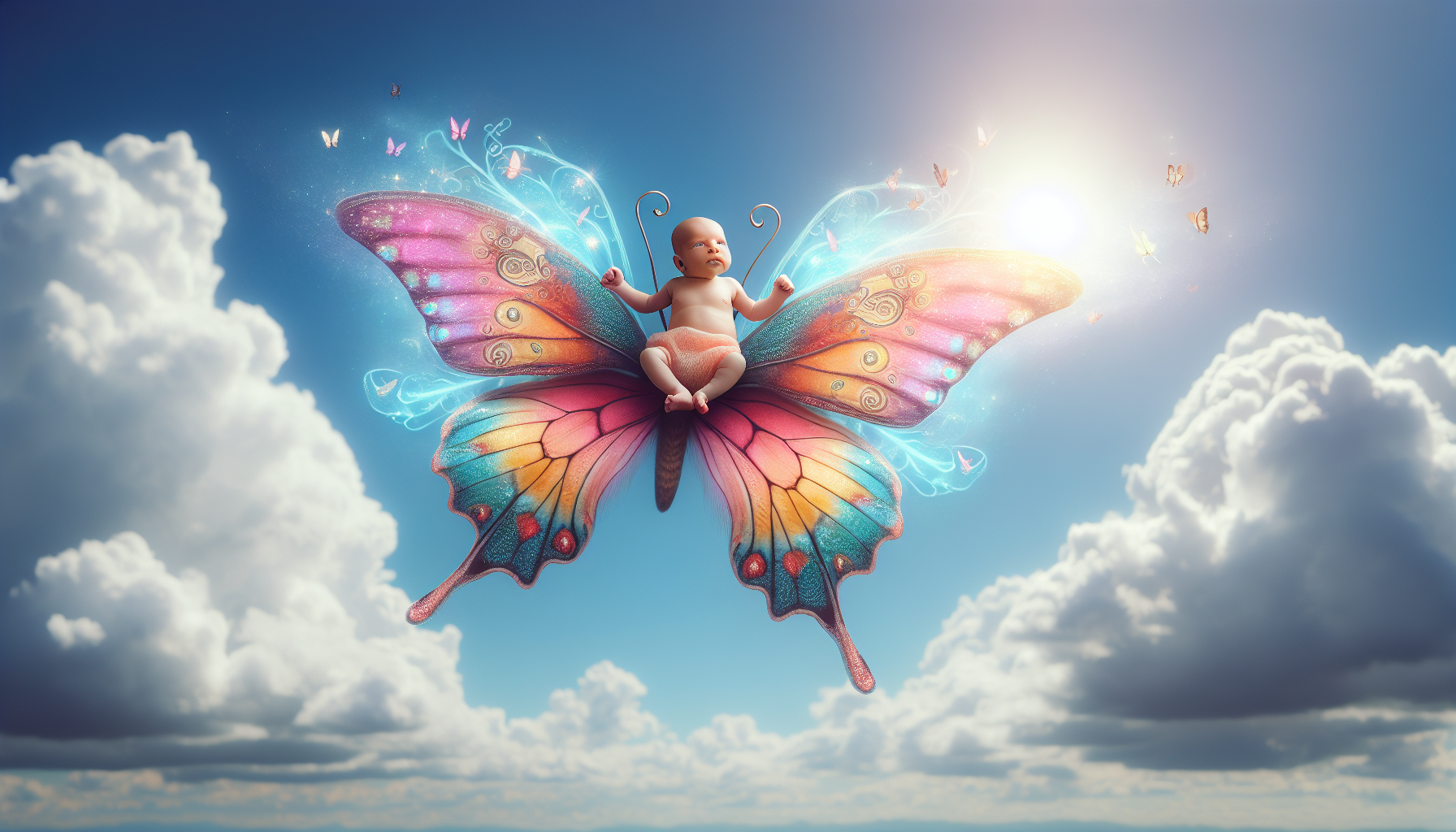 Kelebek üstünde bebek