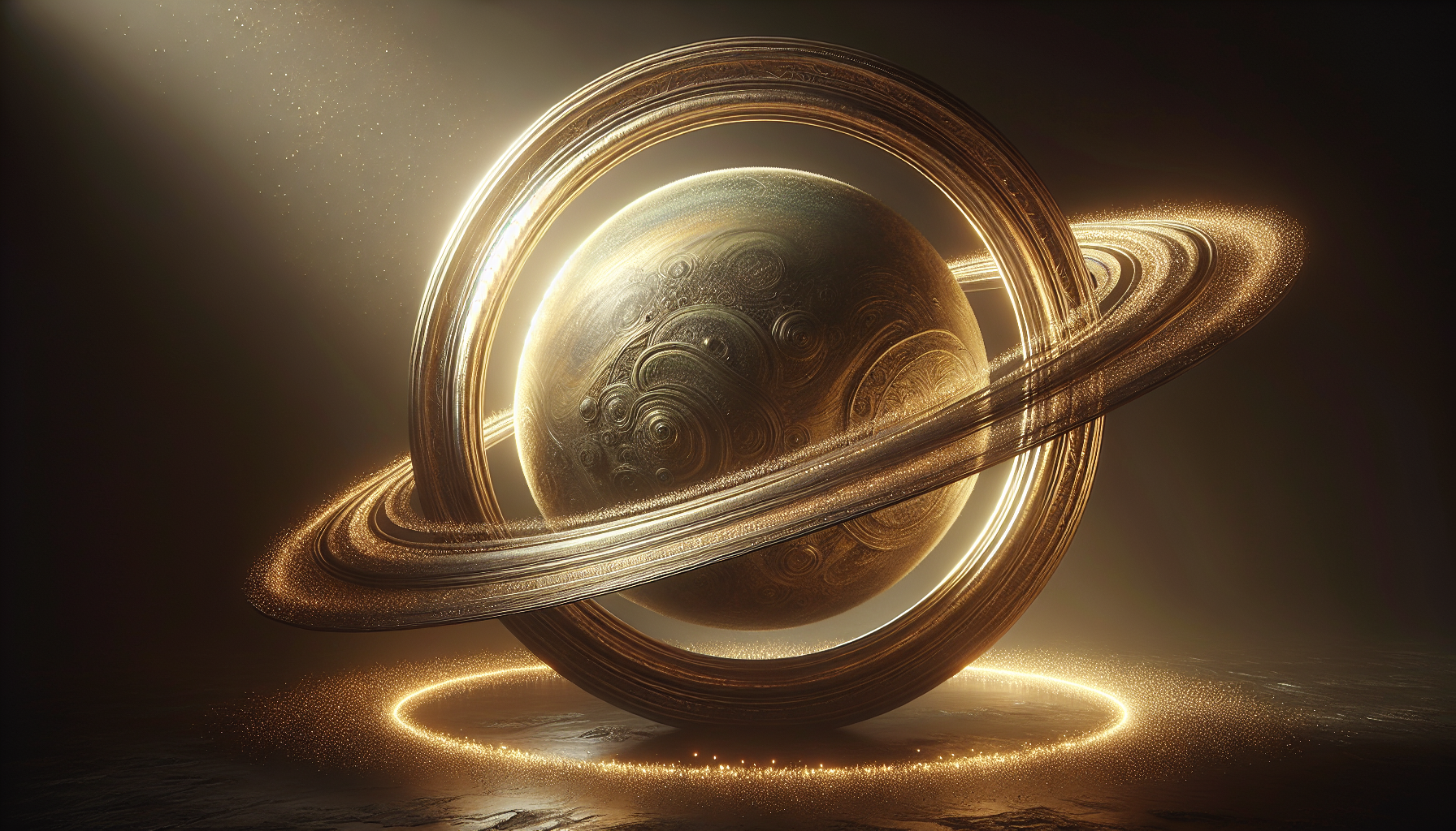 A Saturn-shaped gate opening with a faint golden aura.