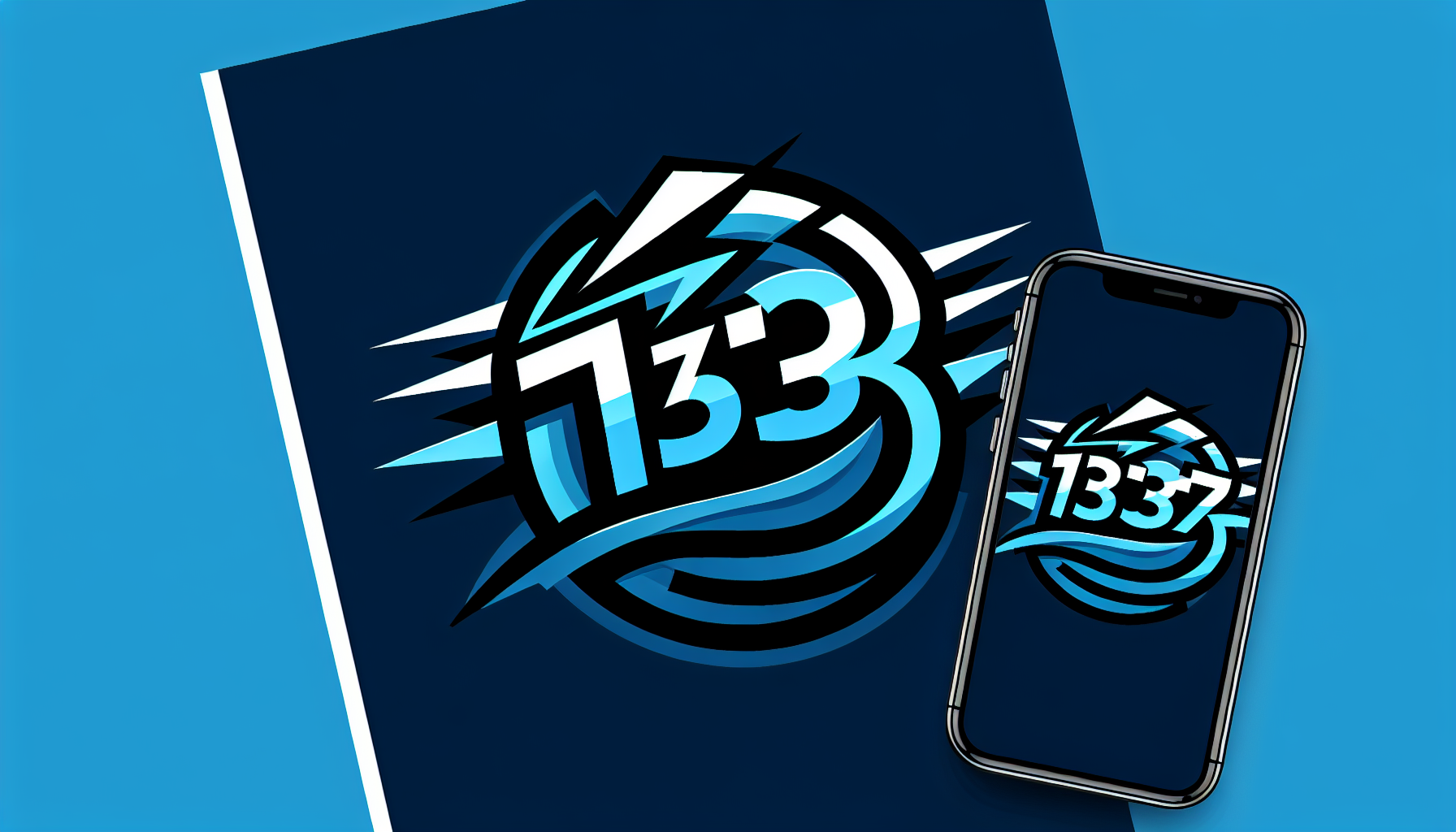 creame un logotipo que se vea un rayo azul y también los números 1337, que no se mezclen entre si
y 
