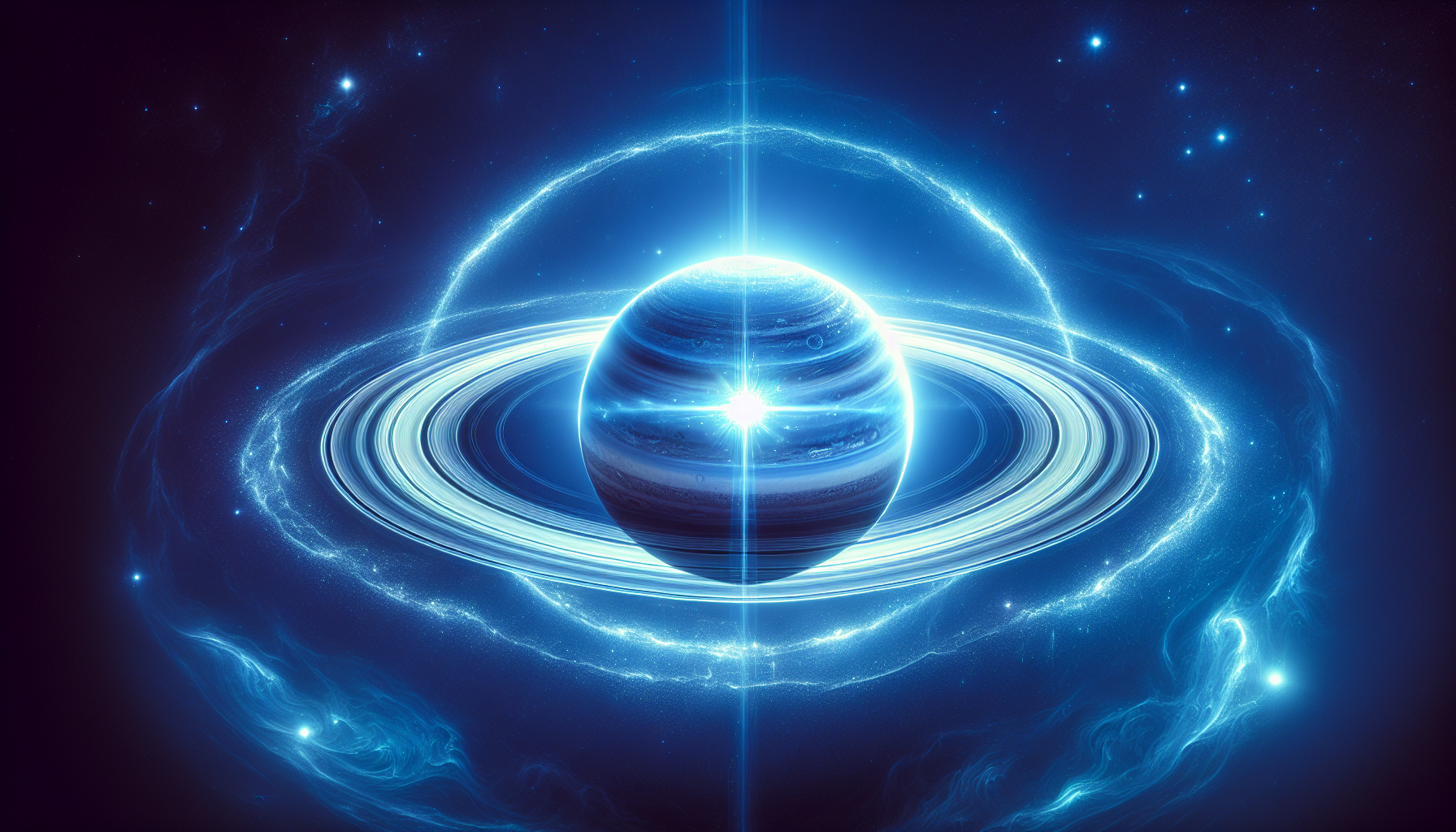 Saturn radiating blue light, symbolizing Capricorn’s ruling planet