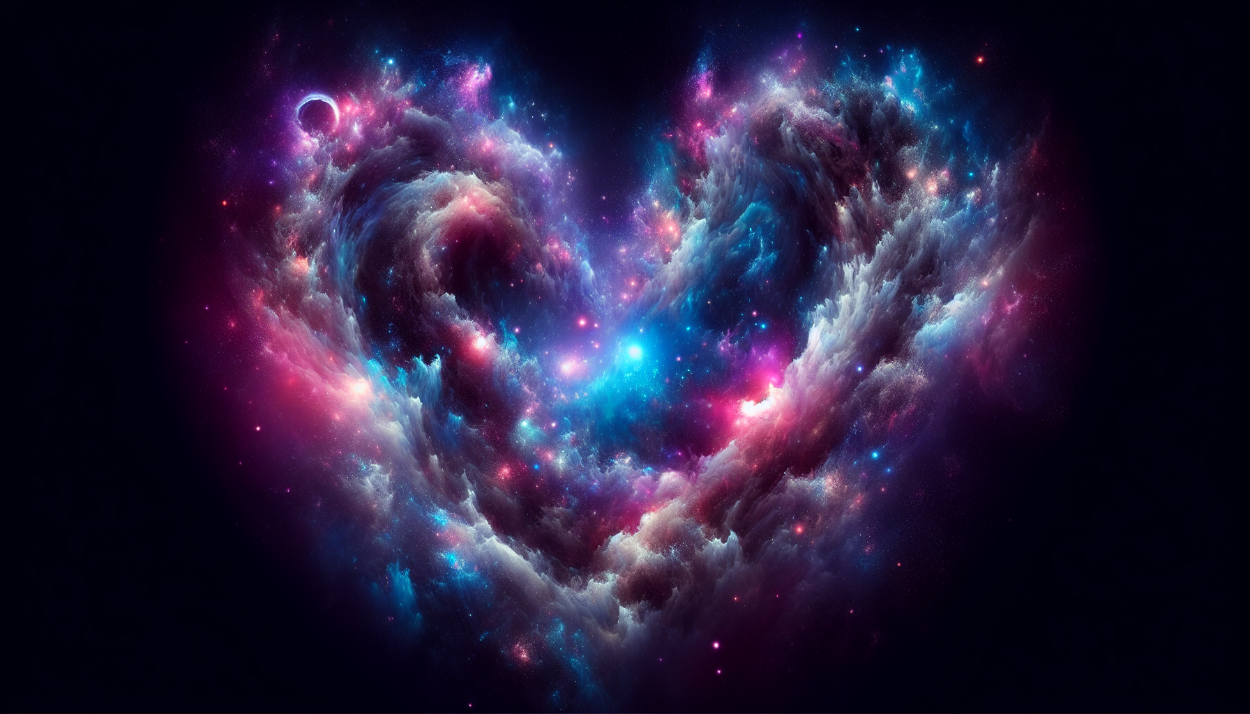 The universe forming a heart shape as a symbol of divine renewal