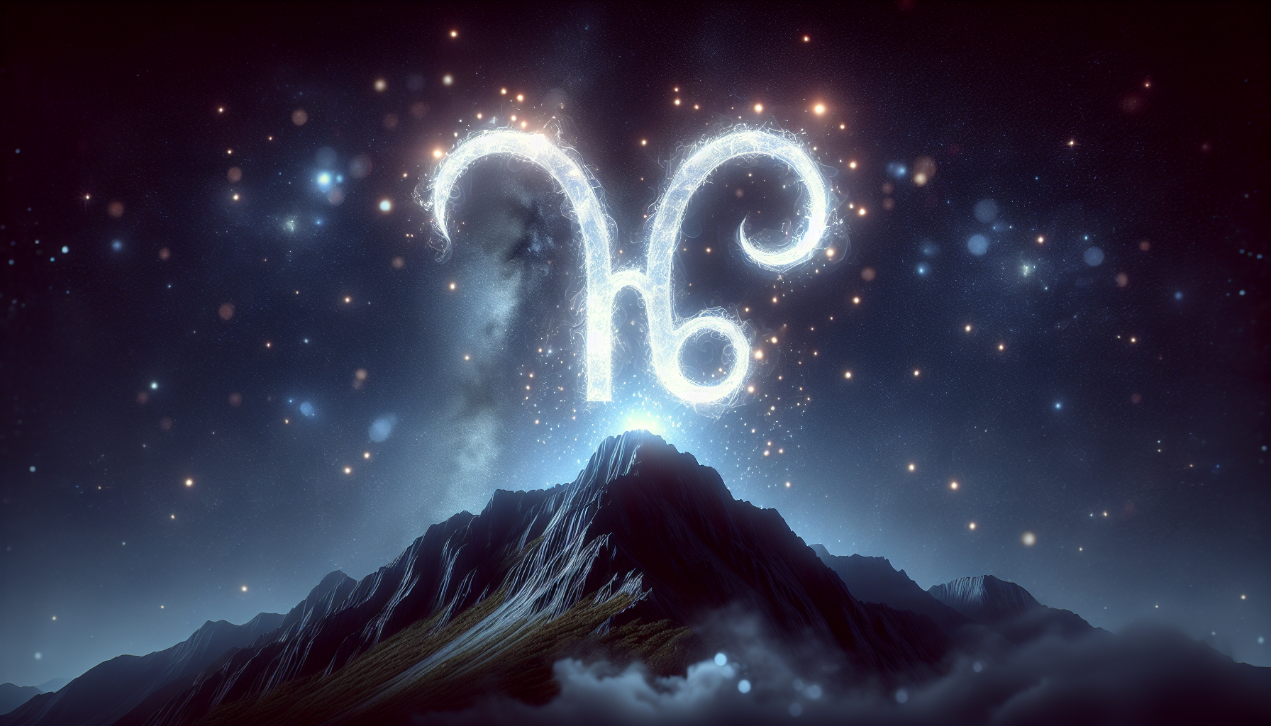 Star-lit Capricorn rune floating above a dark mountain peak