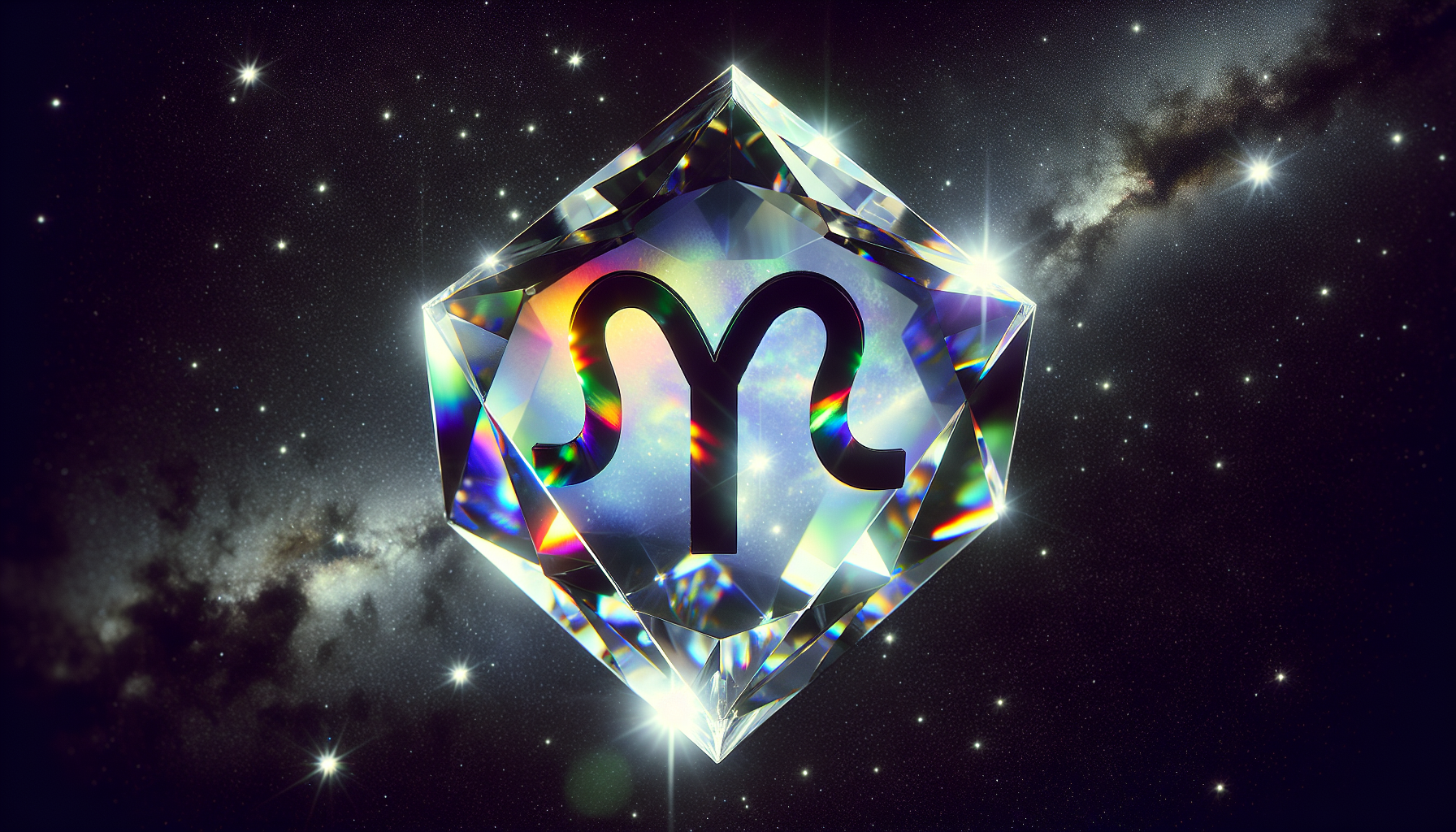 A crystal prism refracting starlight into the Capricorn glyph.