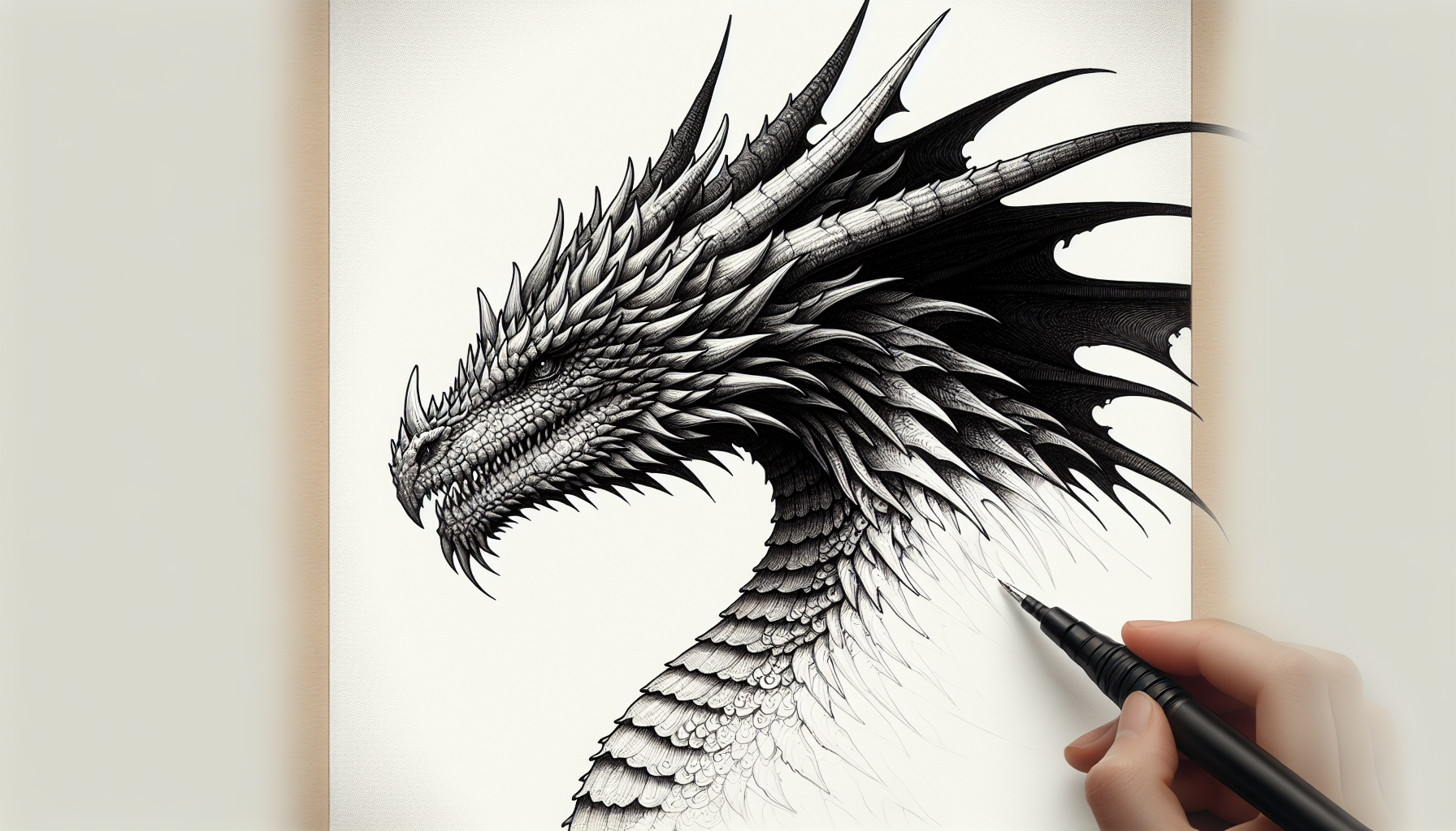  Line drawing dragon  only fill half of the page
