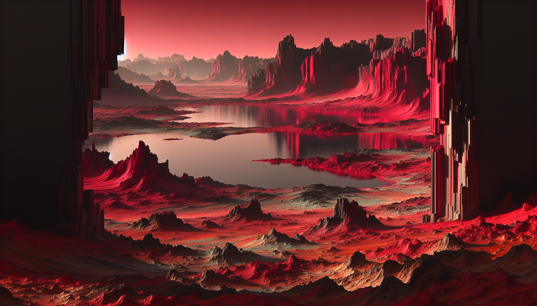 À lake on Planet Mars 