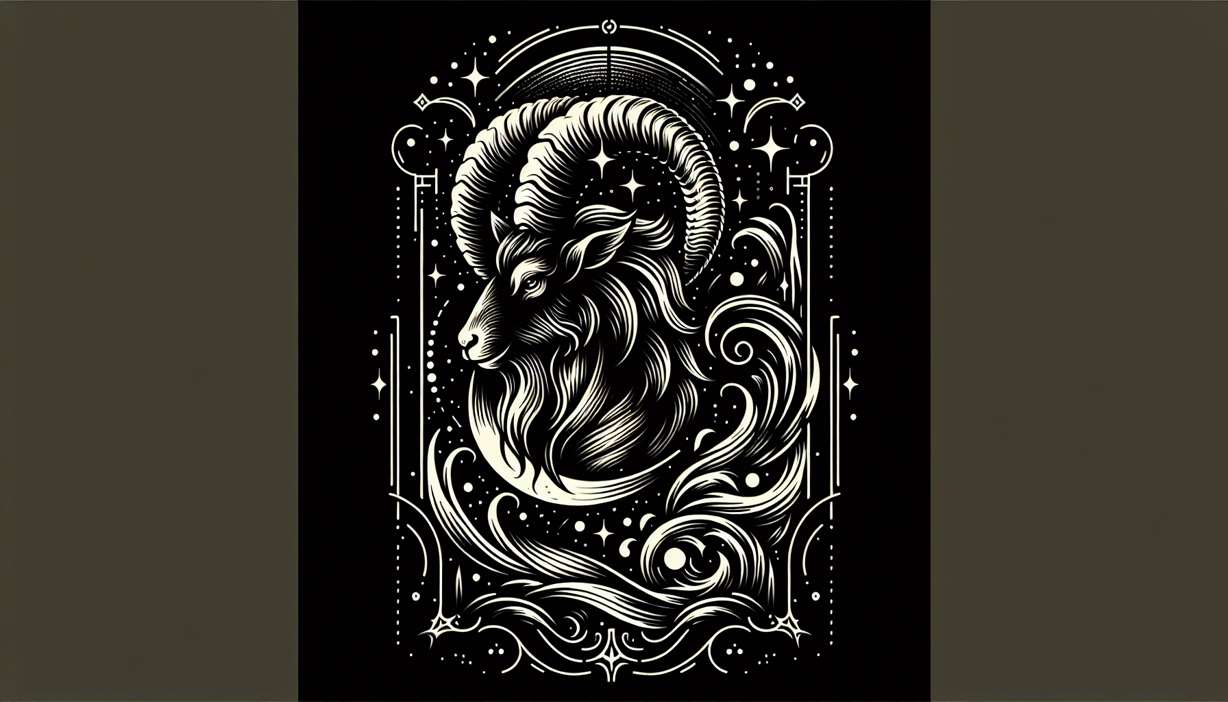 Capricorn constellation tattoo design with dark gradients