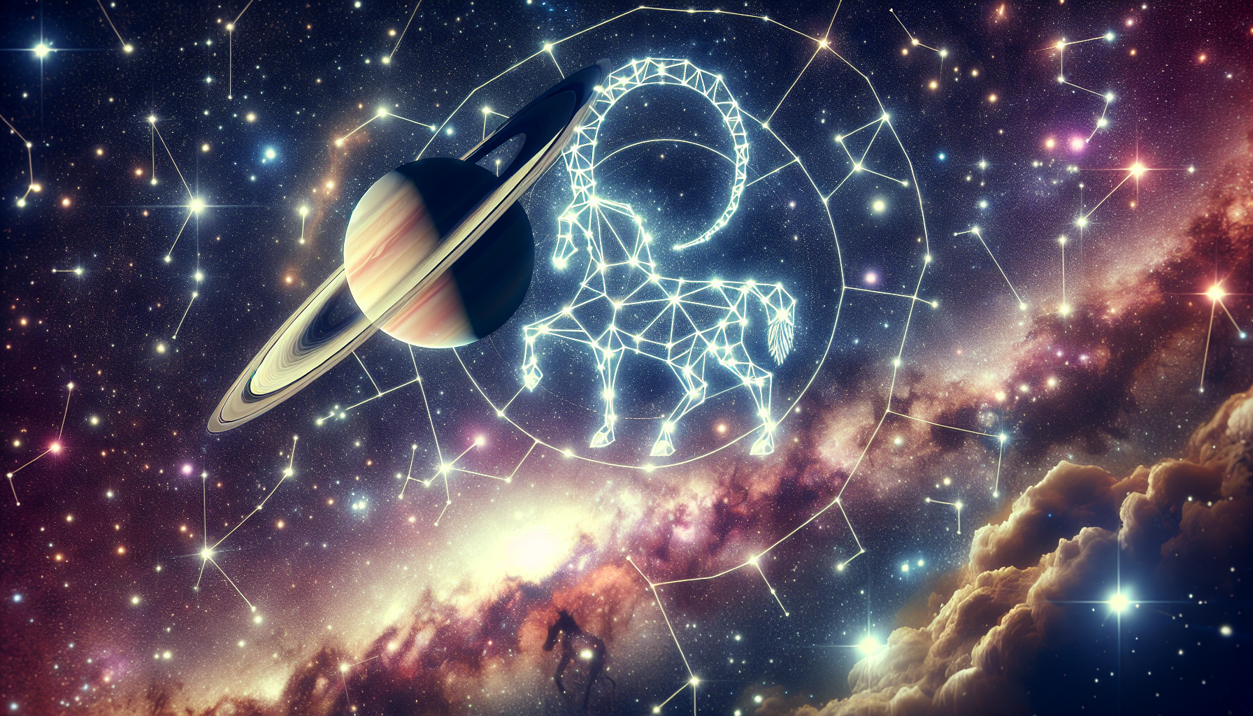 The Saturn planet aligned perfectly with the Capricorn constellation.