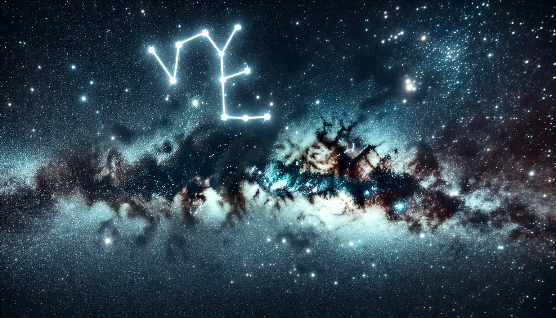 A Capricorn constellation subtly embedded in the Milky Way.