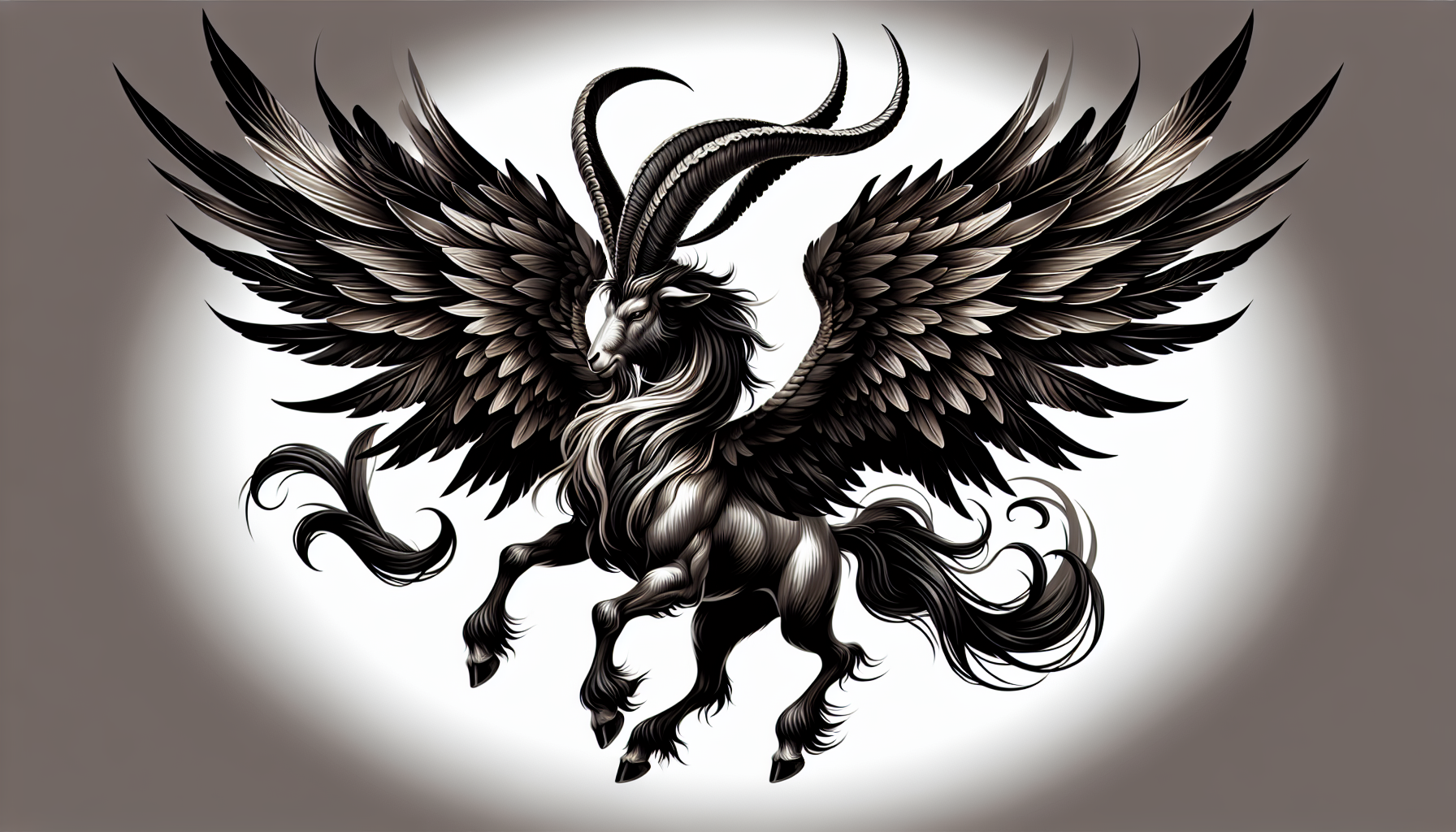 Dark wings of strength emerging from Capricorn’s back
