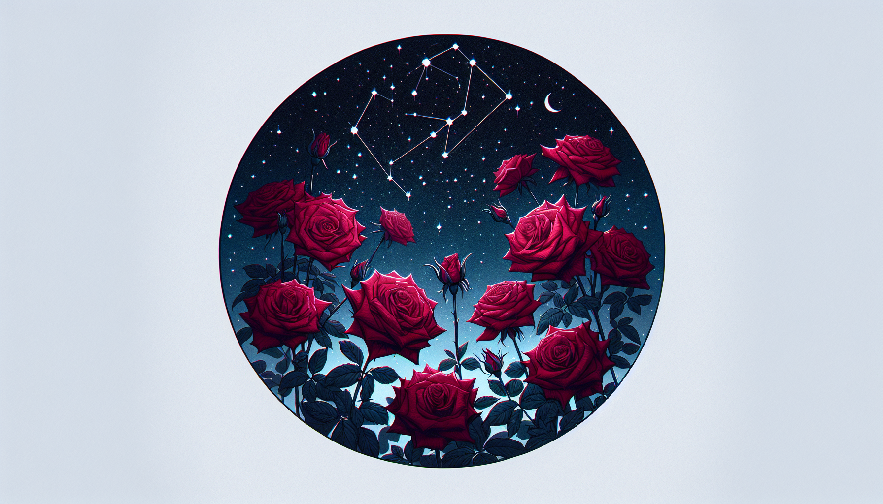 Dark red roses surrounded by Capricorn stars