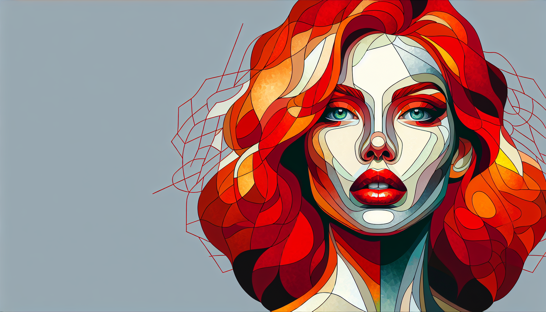 painting of a woman with red hair and a gray background, red face, in red paint, art of alessandro pautasso, red skin, red faced, red paint, detailed painting 4 k, digital art painting, digital painting art, detailed face with red lips, gorgeous art, beautiful art uhd 4 k, glossy digital painting, smooth red skin, painted digital art